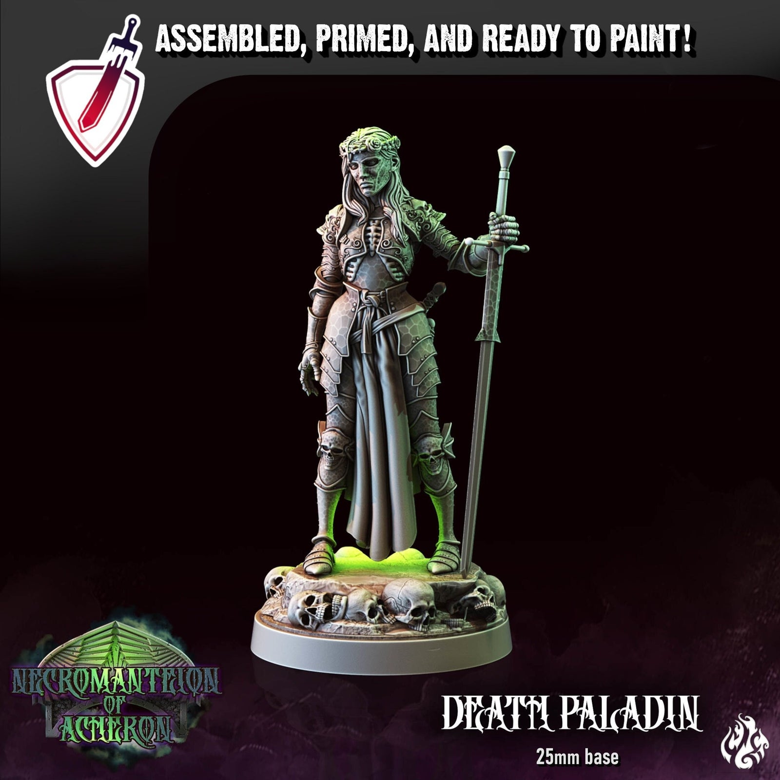 Death Paladin | Miniature by Crippled God Foundry | Resin Mini For Tabletop Gaming, D&D, Pathfinder, and Painting | Assembled and Primed - Brush and Battle