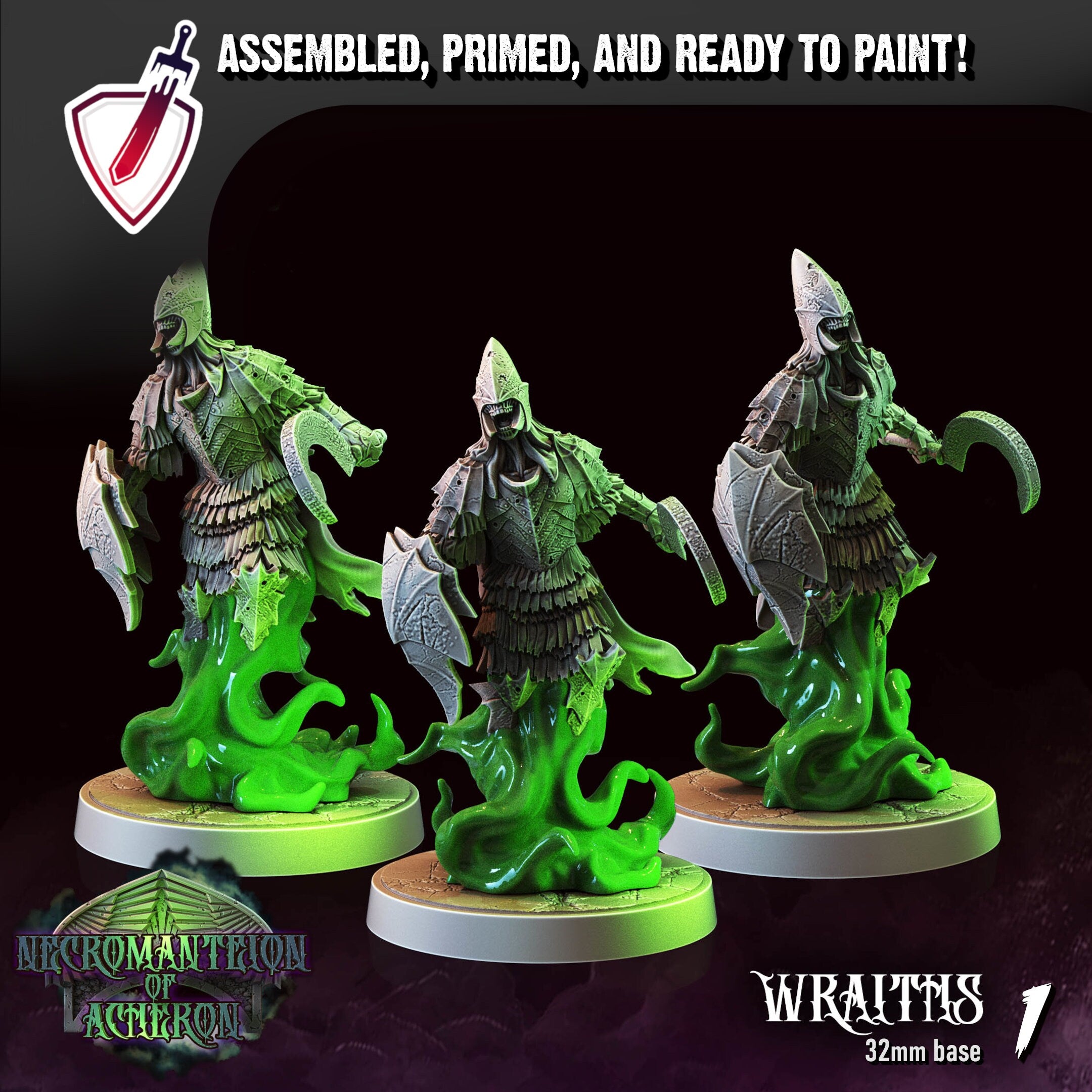 Wraiths | Miniatures by Crippled God Foundry | Resin Mini For Tabletop Gaming, D&D, Pathfinder, and Painting | Assembled and Primed - Brush and Battle