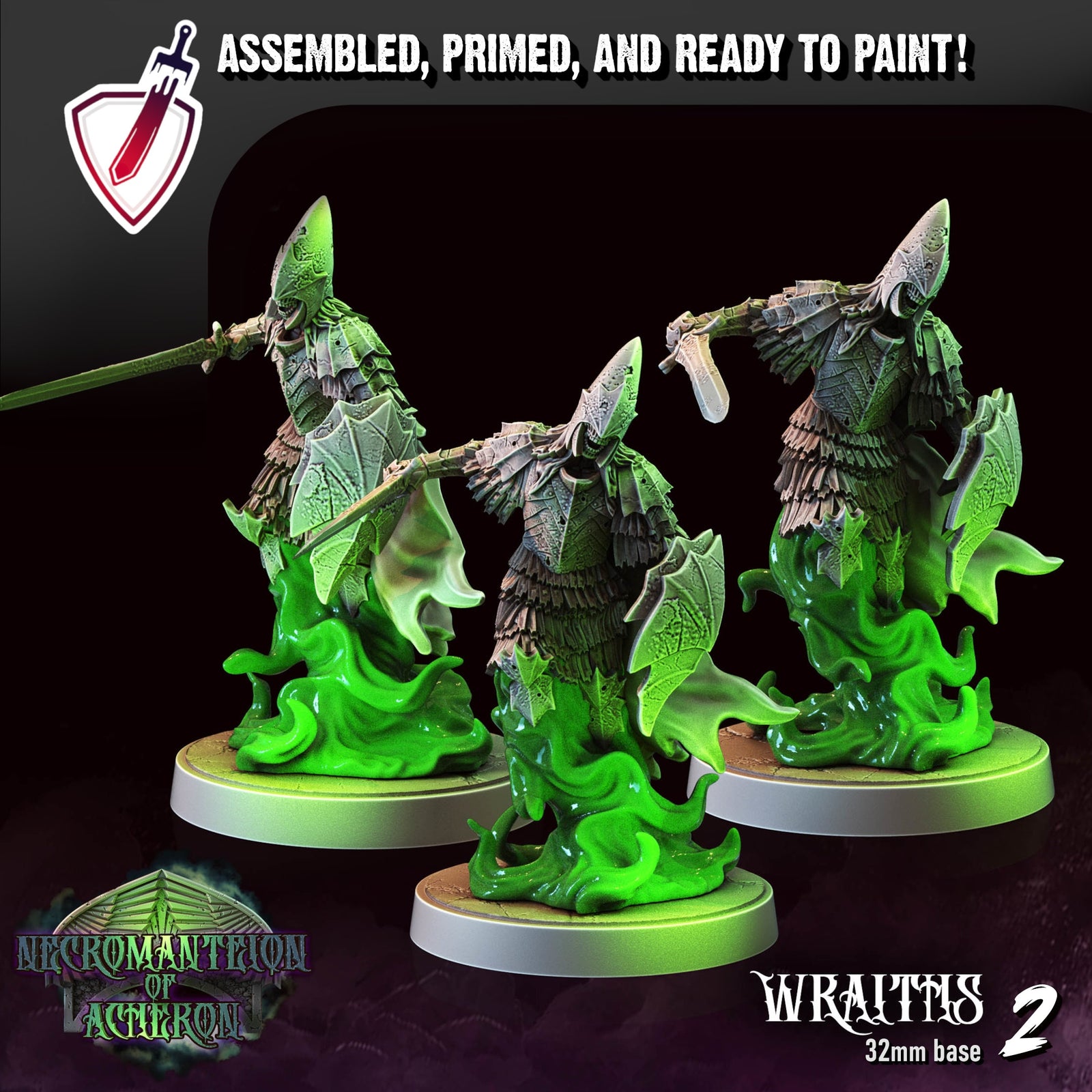 Wraiths | Miniatures by Crippled God Foundry | Resin Mini For Tabletop Gaming, D&D, Pathfinder, and Painting | Assembled and Primed - Brush and Battle