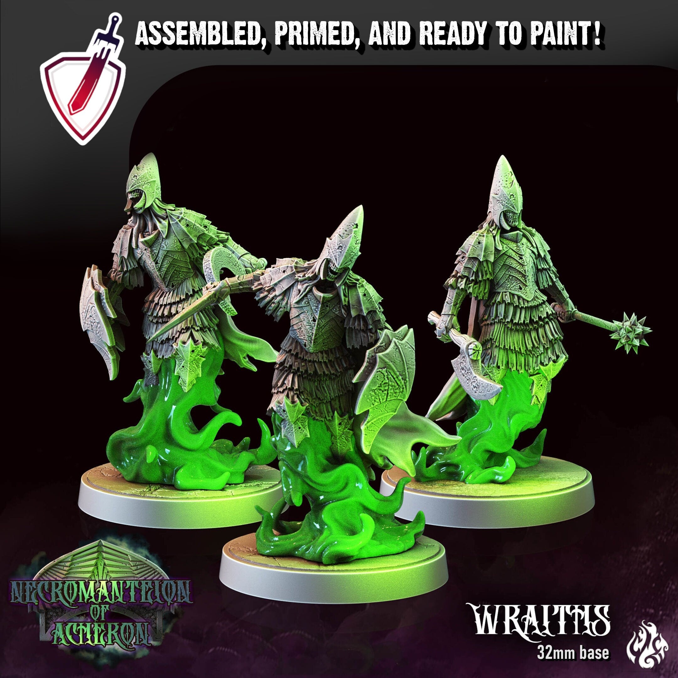 Wraiths | Miniatures by Crippled God Foundry | Resin Mini For Tabletop Gaming, D&D, Pathfinder, and Painting | Assembled and Primed - Brush and Battle