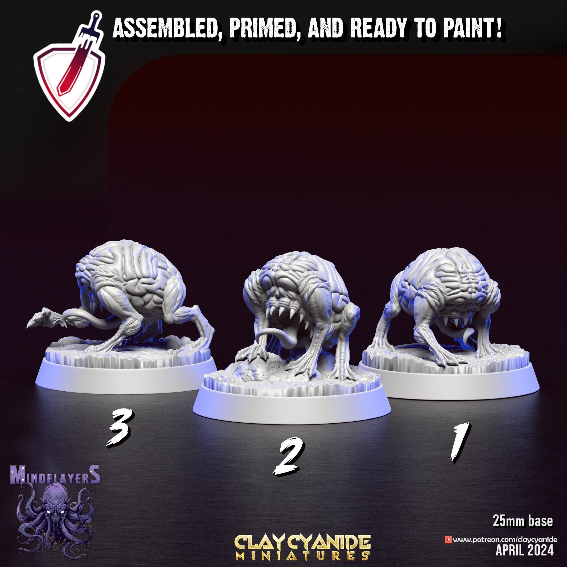 Intellect Devourers | Miniatures by Clay Cyanide | Resin Mini For Tabletop Gaming, D&D, Pathfinder, and Painting | Assembled and Primed - Brush and Battle