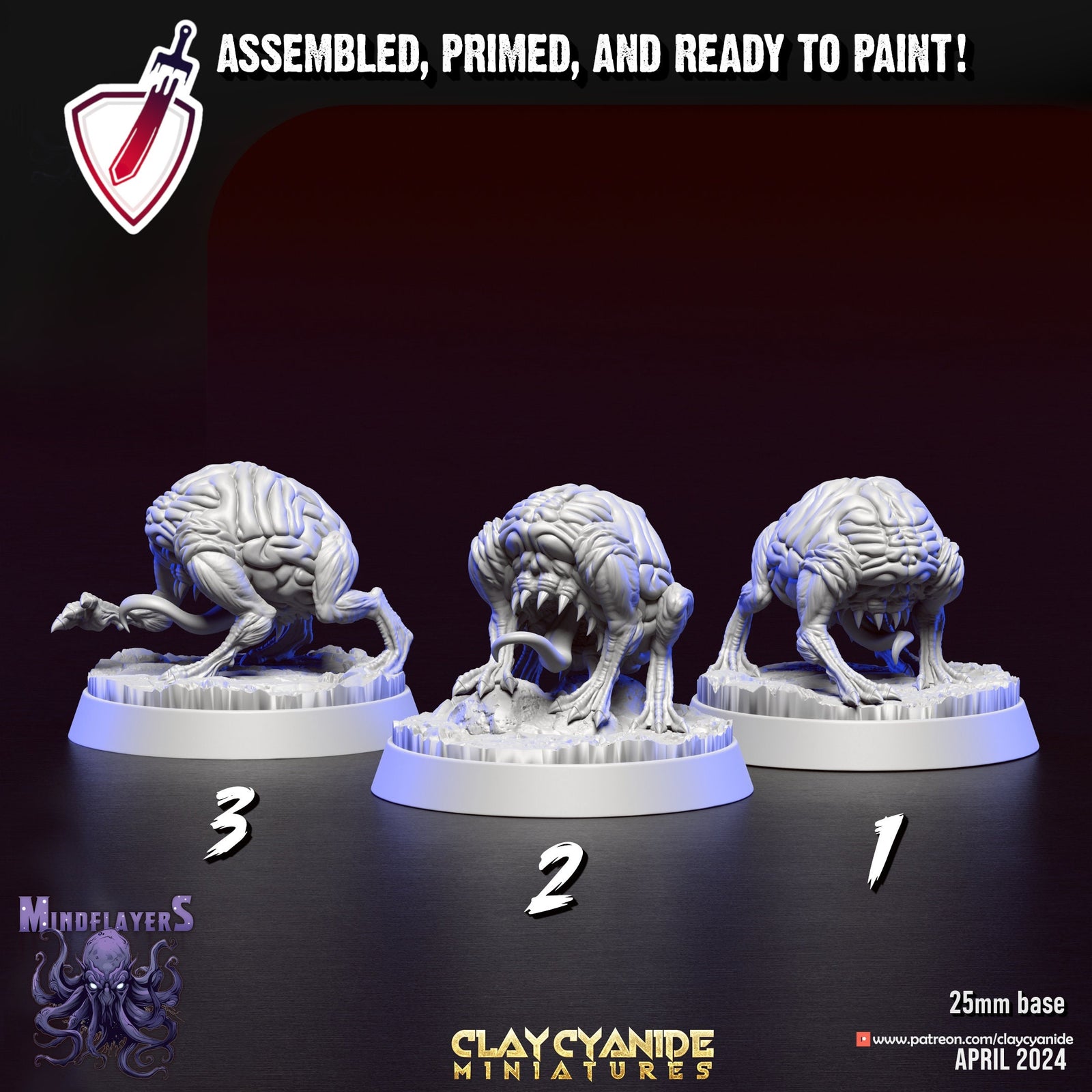 Intellect Devourers | Miniatures by Clay Cyanide | Resin Mini For Tabletop Gaming, D&D, Pathfinder, and Painting | Assembled and Primed - Brush and Battle