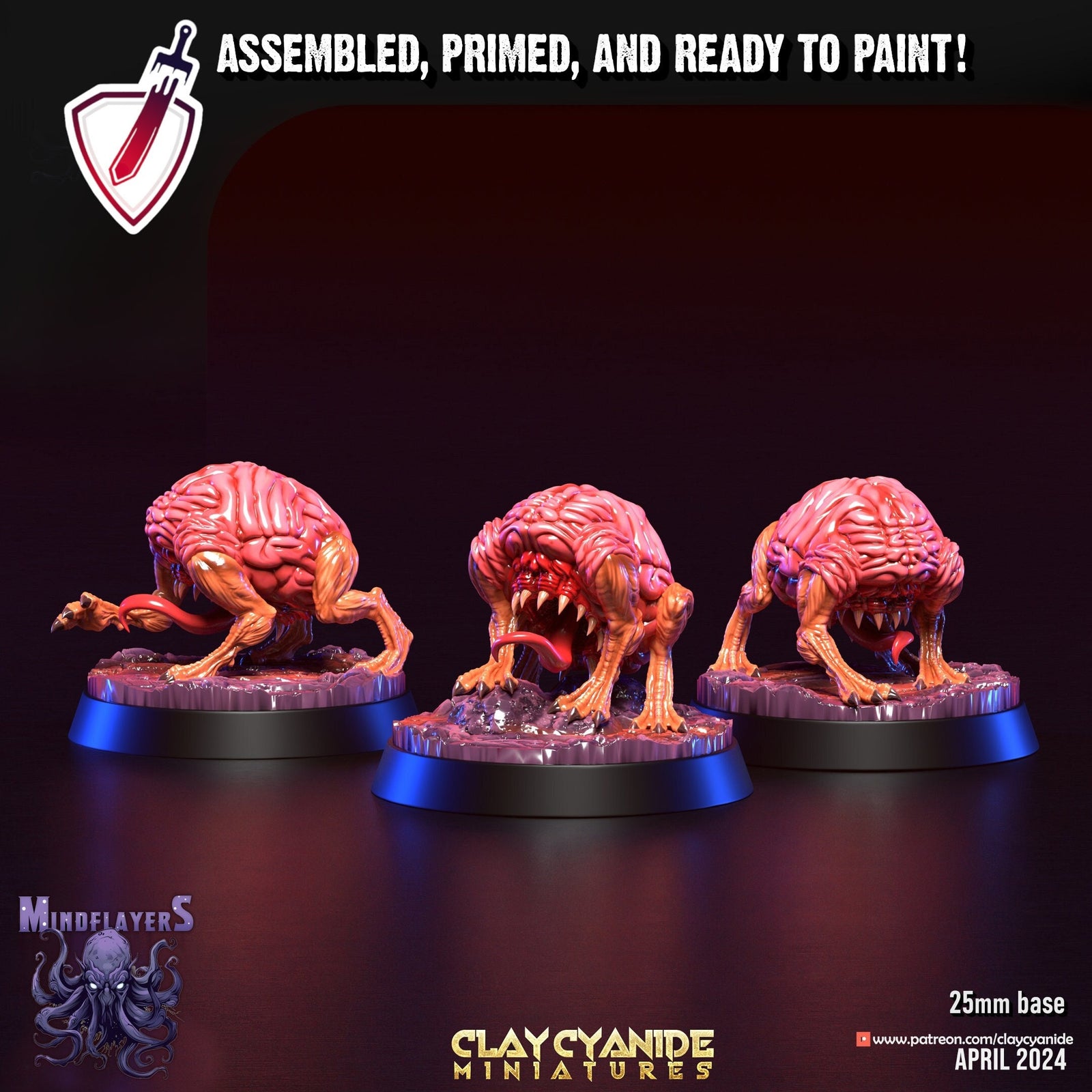 Intellect Devourers | Miniatures by Clay Cyanide | Resin Mini For Tabletop Gaming, D&D, Pathfinder, and Painting | Assembled and Primed - Brush and Battle