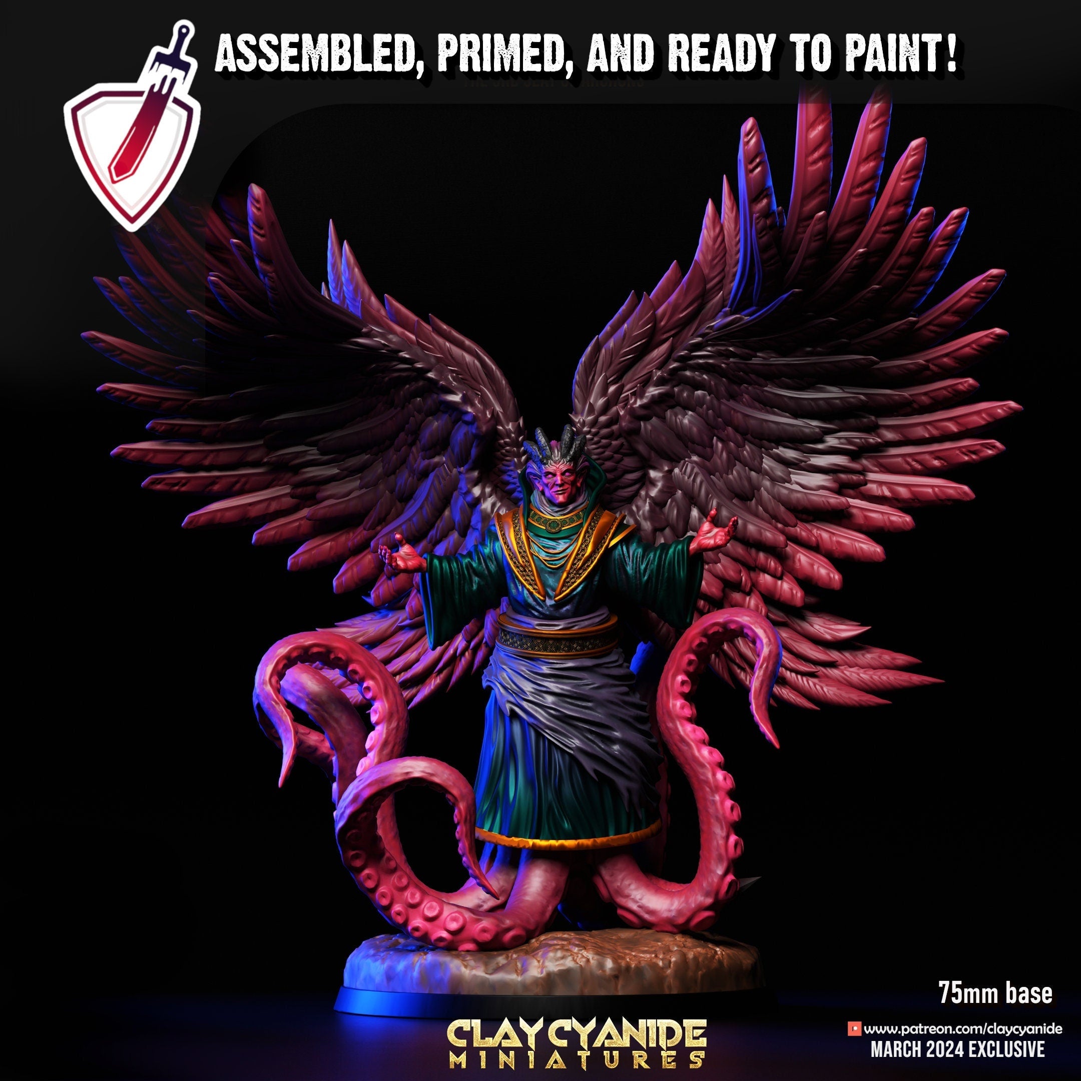 Raphael | (Large) Miniature by Clay Cyanide | Resin Mini For Tabletop Gaming, D&D, Pathfinder, and Painting | Assembled and Primed - Brush and Battle