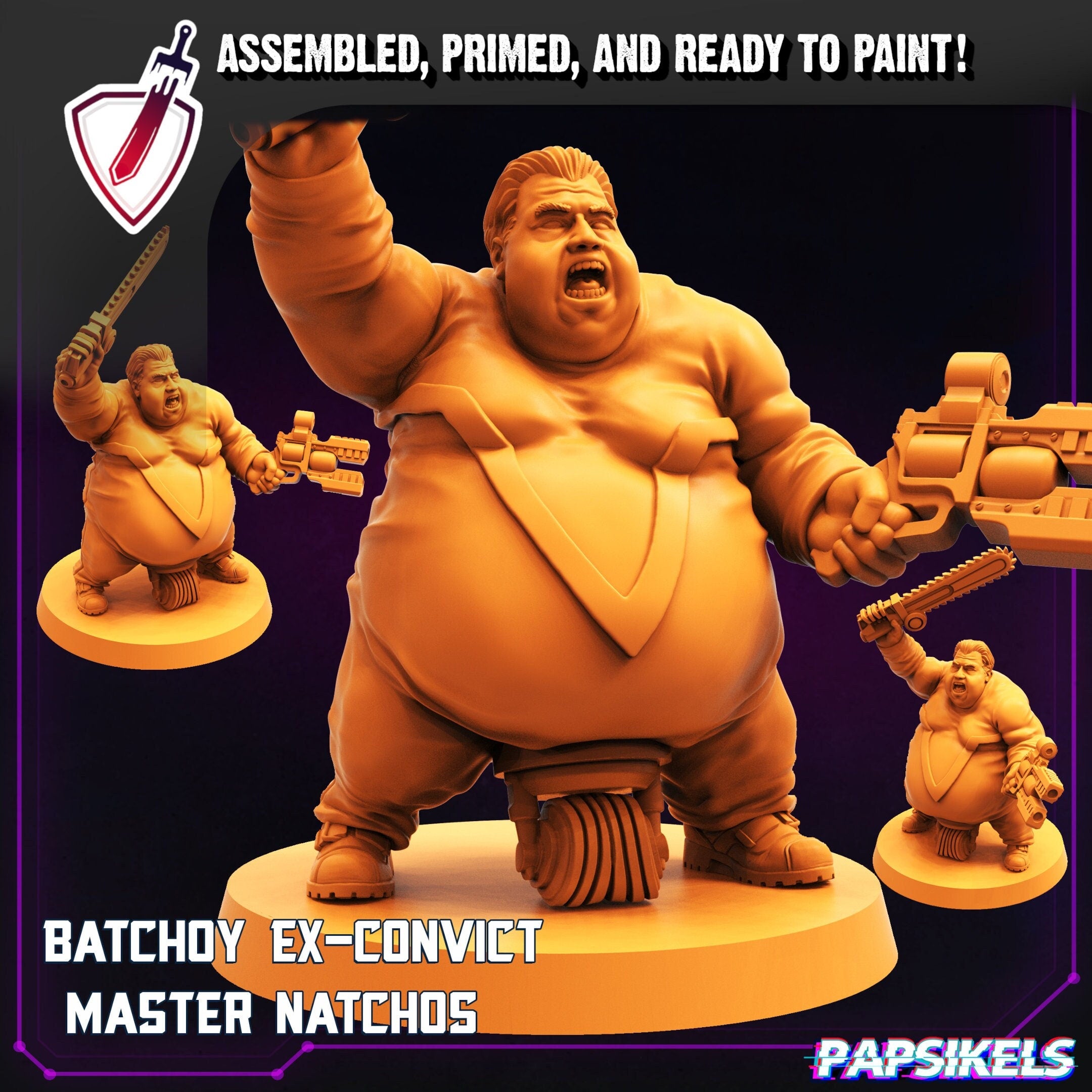 Batchoy Ex-Convict Master Nachos | Miniature by Papsikels | Resin Mini For Tabletop RPGs, Wargaming, and Painting | Assembled and Primed - Brush and Battle