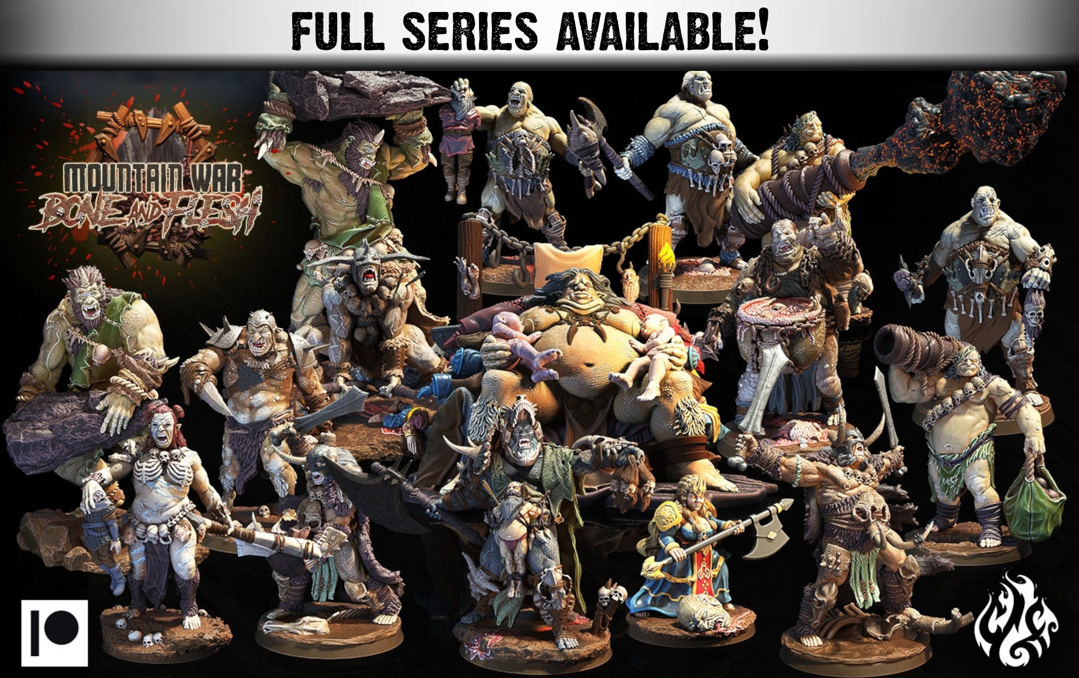 Ogre King's Fangs | Miniatures by Crippled God Foundry | Resin Mini For Tabletop Gaming, D&D, Pathfinder, Painting | Assembled and Primed - Brush and Battle