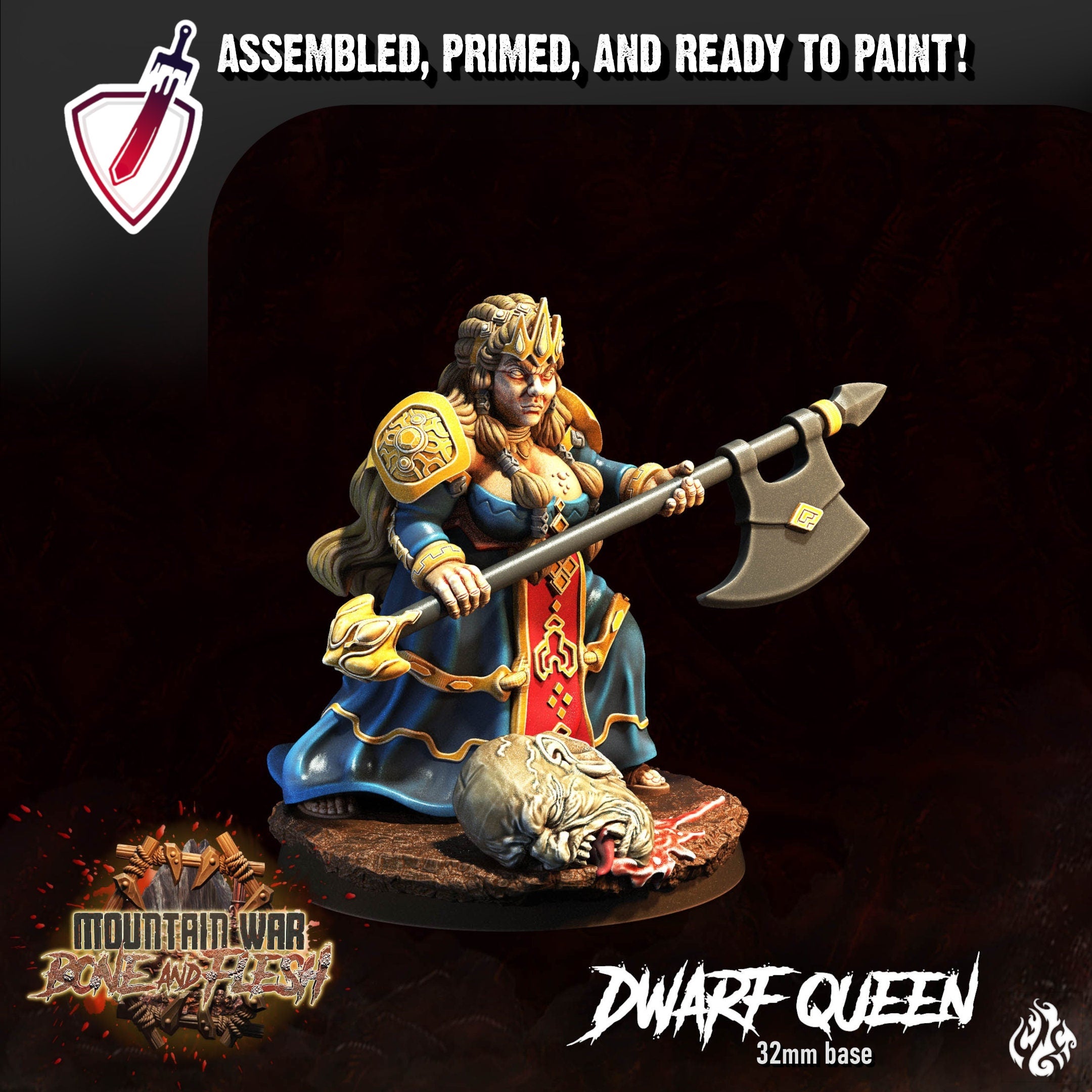 Dwarf Queen | Miniature by Crippled God Foundry | Resin Mini For Tabletop Gaming, D&D, Pathfinder, and Painting | Assembled and Primed - Brush and Battle