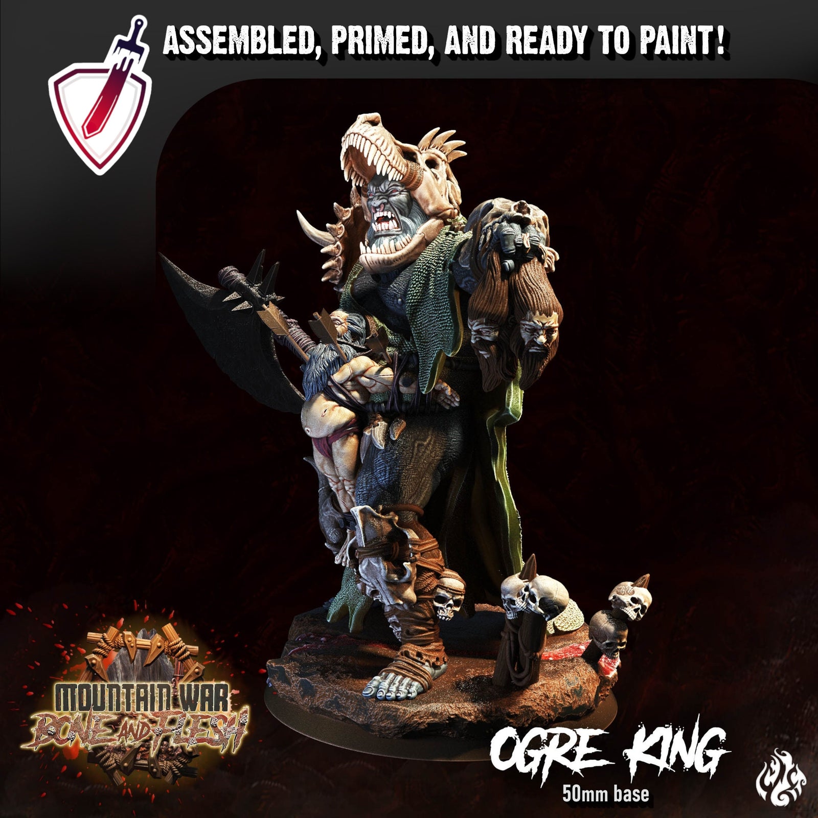 Ogre King | Miniature by Crippled God Foundry | Resin Mini For Tabletop Gaming, D&D, Pathfinder, and Painting | Assembled and Primed - Brush and Battle