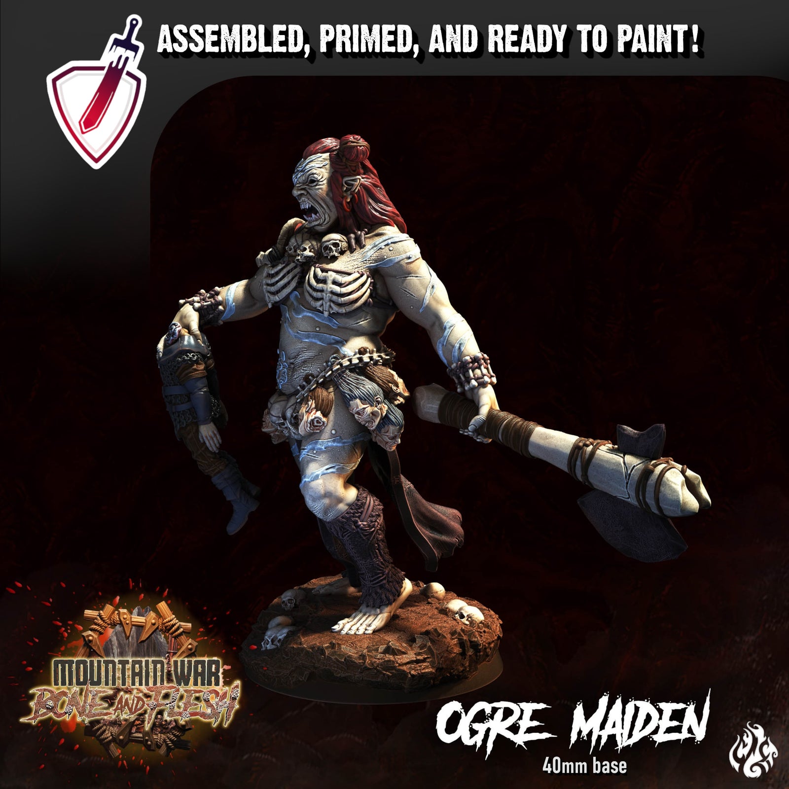 Ogre Maiden | Miniature by Crippled God Foundry | Resin Mini For Tabletop Gaming, D&D, Pathfinder, and Painting | Assembled and Primed - Brush and Battle