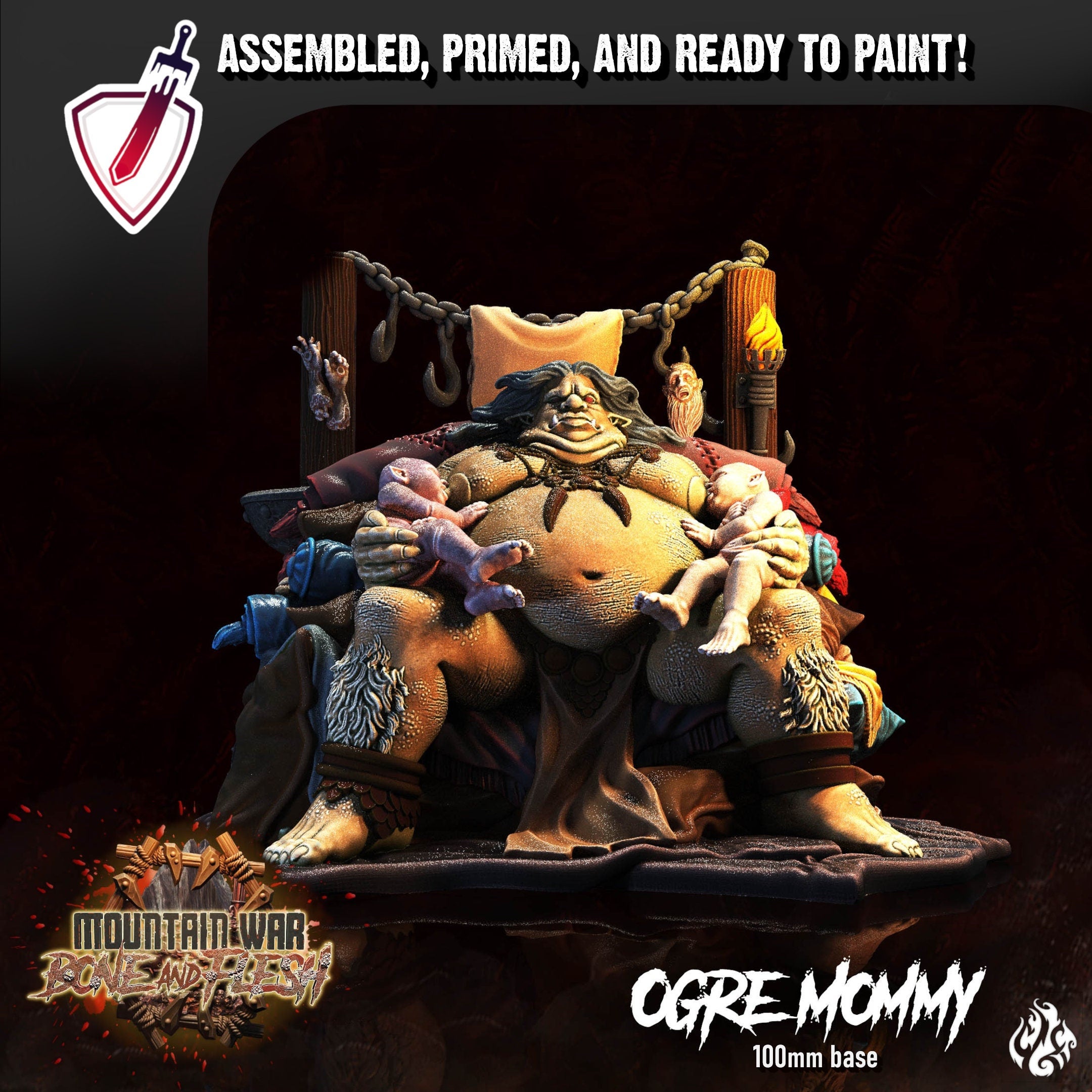 Ogre Mommy | Miniature by Crippled God Foundry | Resin Mini For Tabletop Gaming, D&D, Pathfinder, and Painting | Assembled and Primed - Brush and Battle