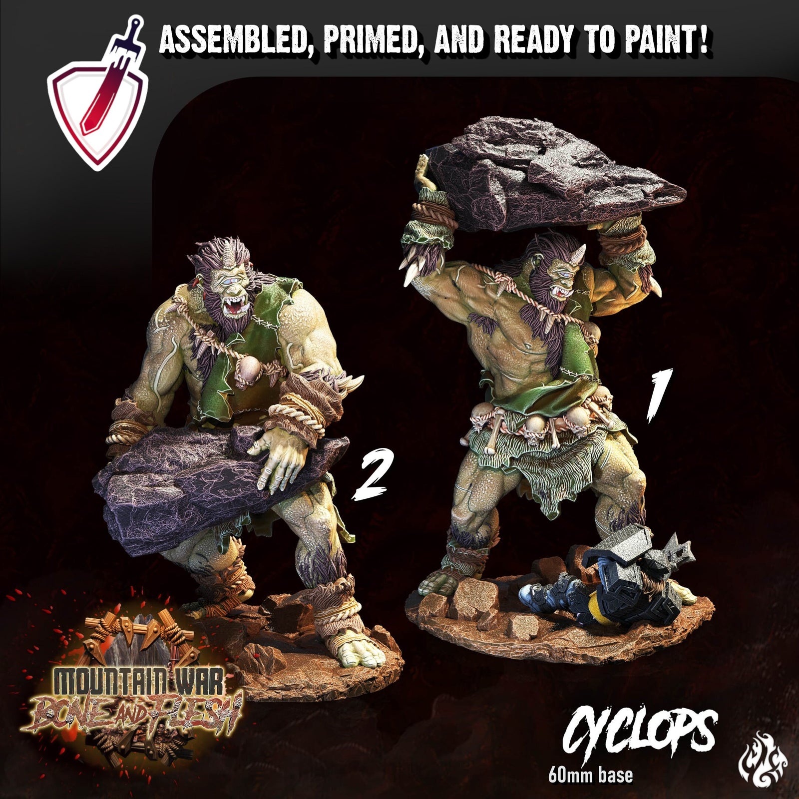 Cyclops | Miniatures by Crippled God Foundry | Resin Mini For Tabletop Gaming, D&D, Pathfinder, and Painting | Assembled and Primed - Brush and Battle