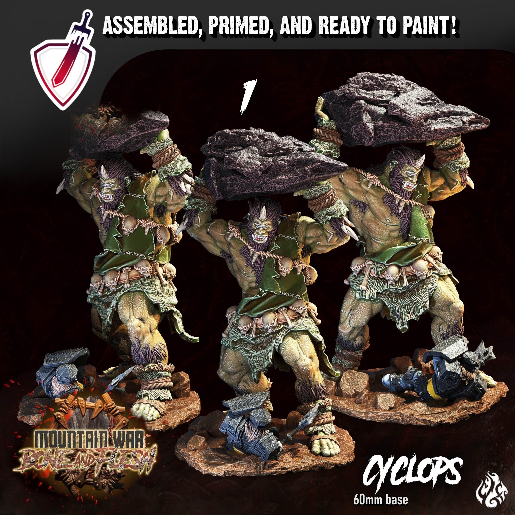 Cyclops | Miniatures by Crippled God Foundry | Resin Mini For Tabletop Gaming, D&D, Pathfinder, and Painting | Assembled and Primed - Brush and Battle