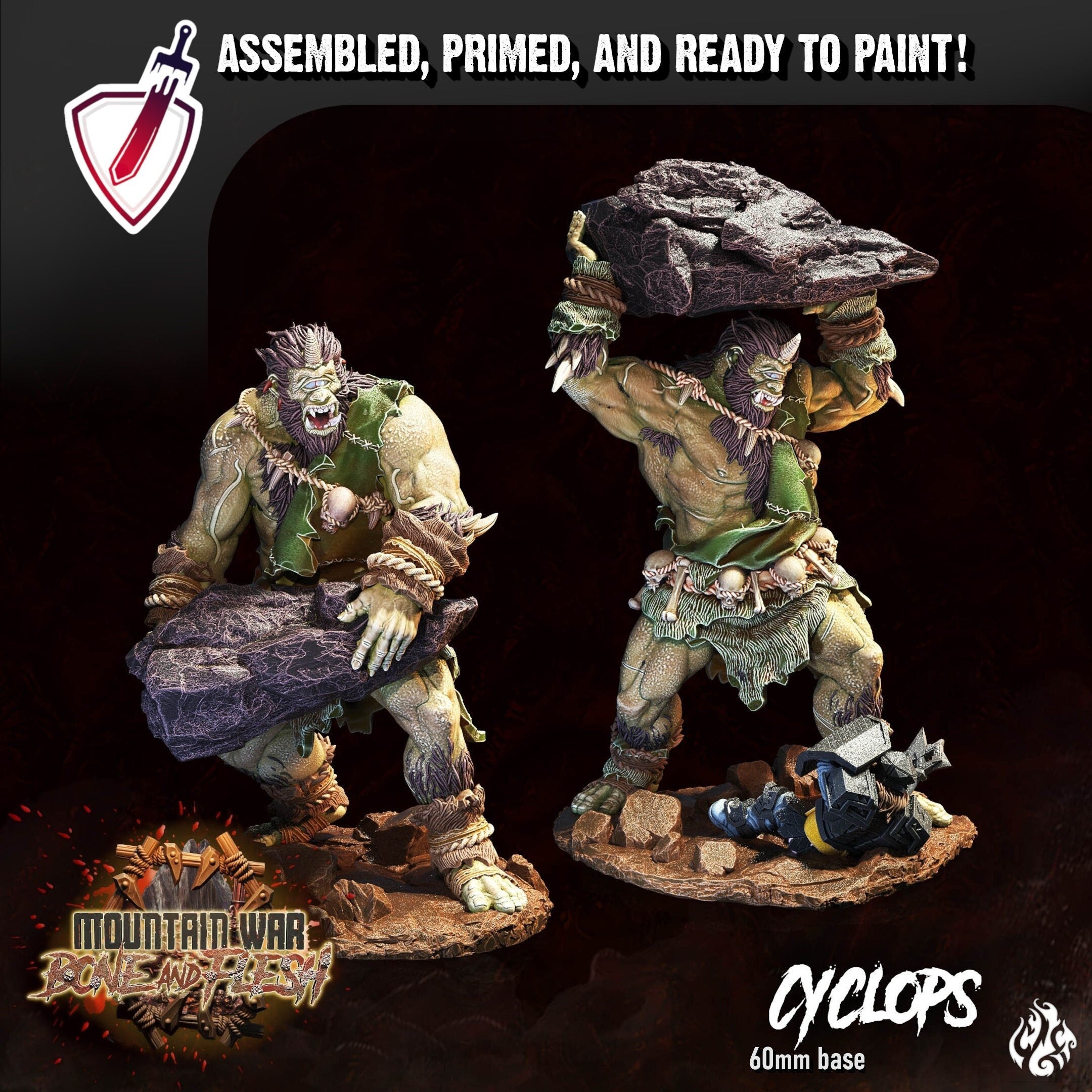 Cyclops | Miniatures by Crippled God Foundry | Resin Mini For Tabletop Gaming, D&D, Pathfinder, and Painting | Assembled and Primed - Brush and Battle