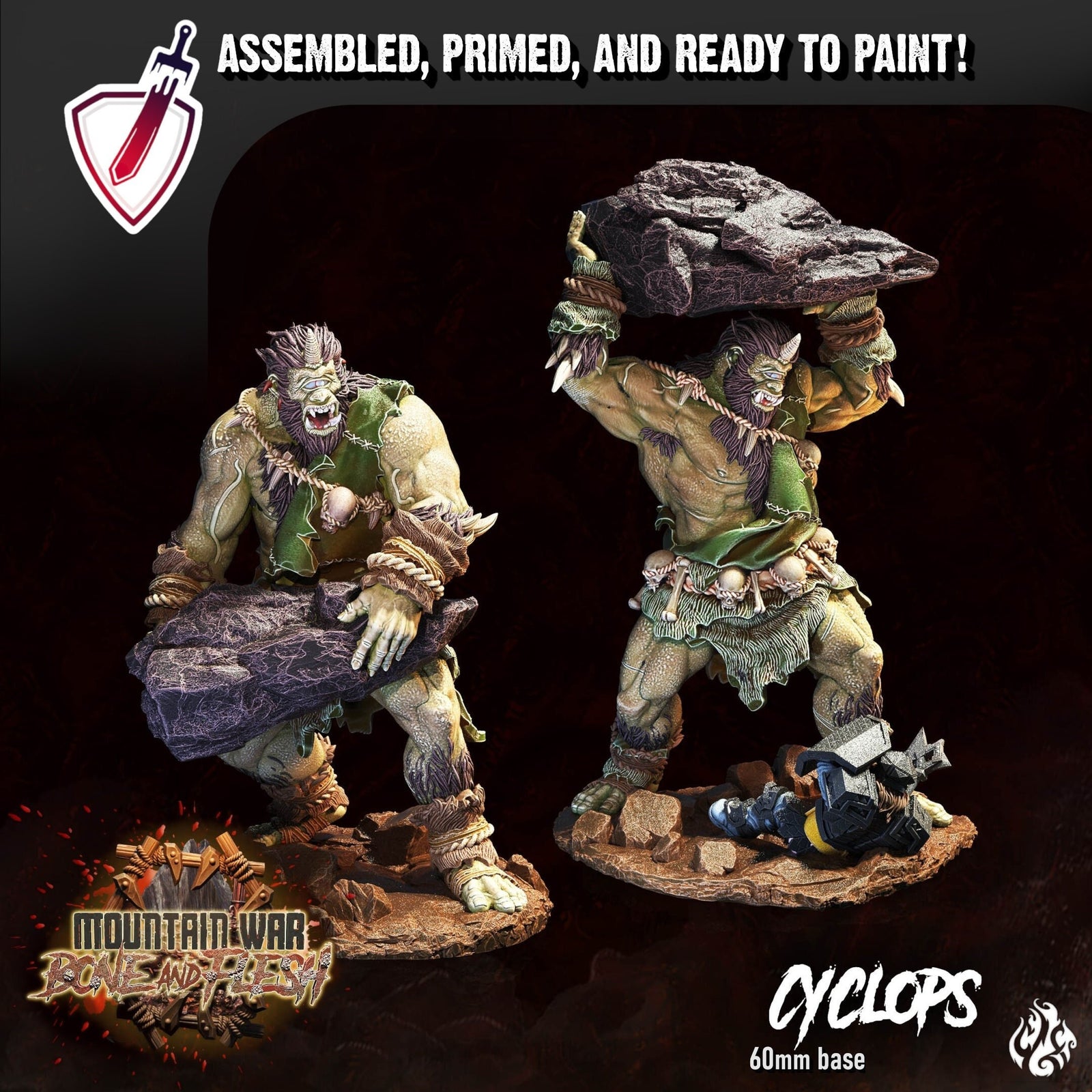 Cyclops | Miniatures by Crippled God Foundry | Resin Mini For Tabletop Gaming, D&D, Pathfinder, and Painting | Assembled and Primed - Brush and Battle