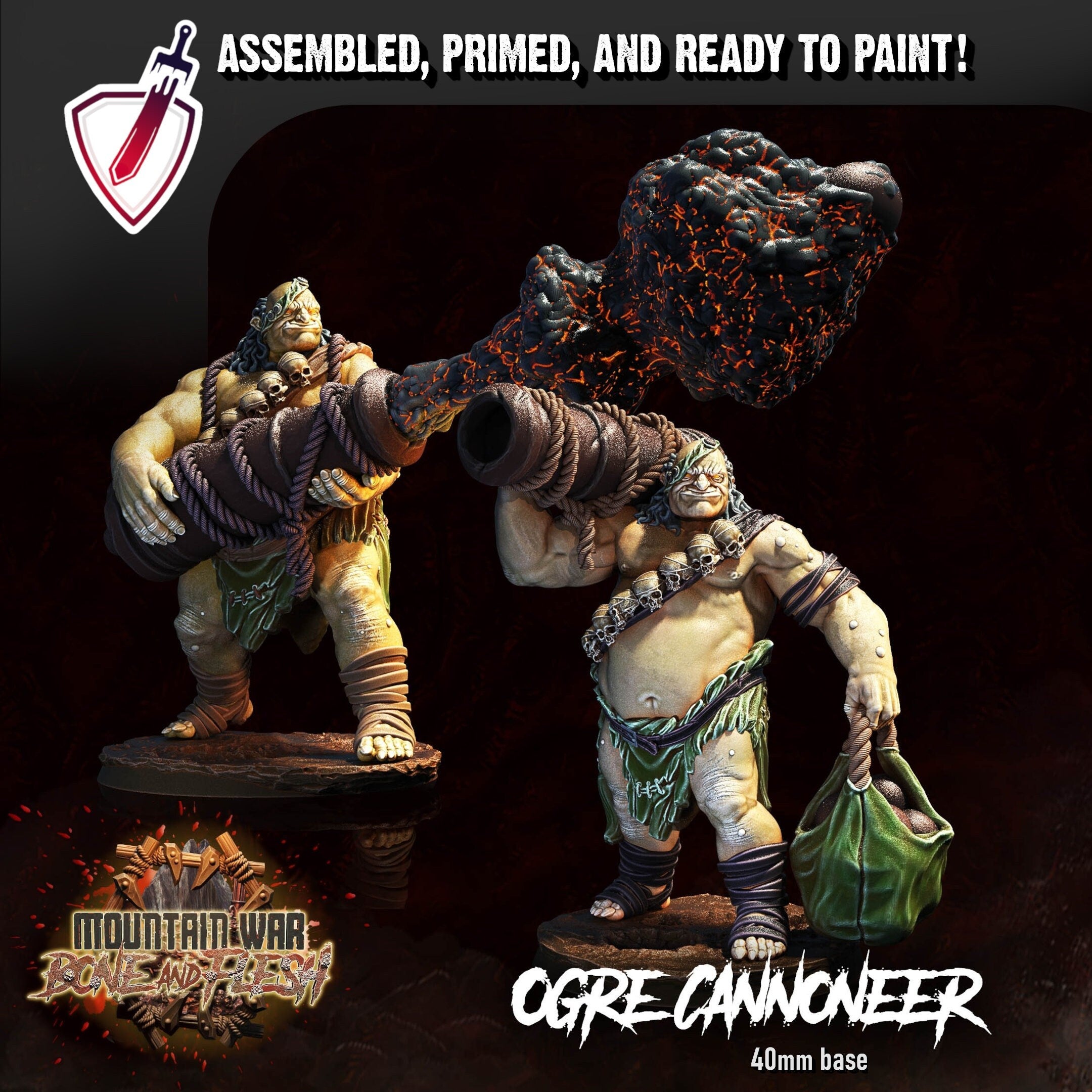 Ogre Cannoneers | Miniatures by Crippled God Foundry | Resin Mini For Tabletop Gaming, D&D, Pathfinder, and Painting | Assembled and Primed - Brush and Battle