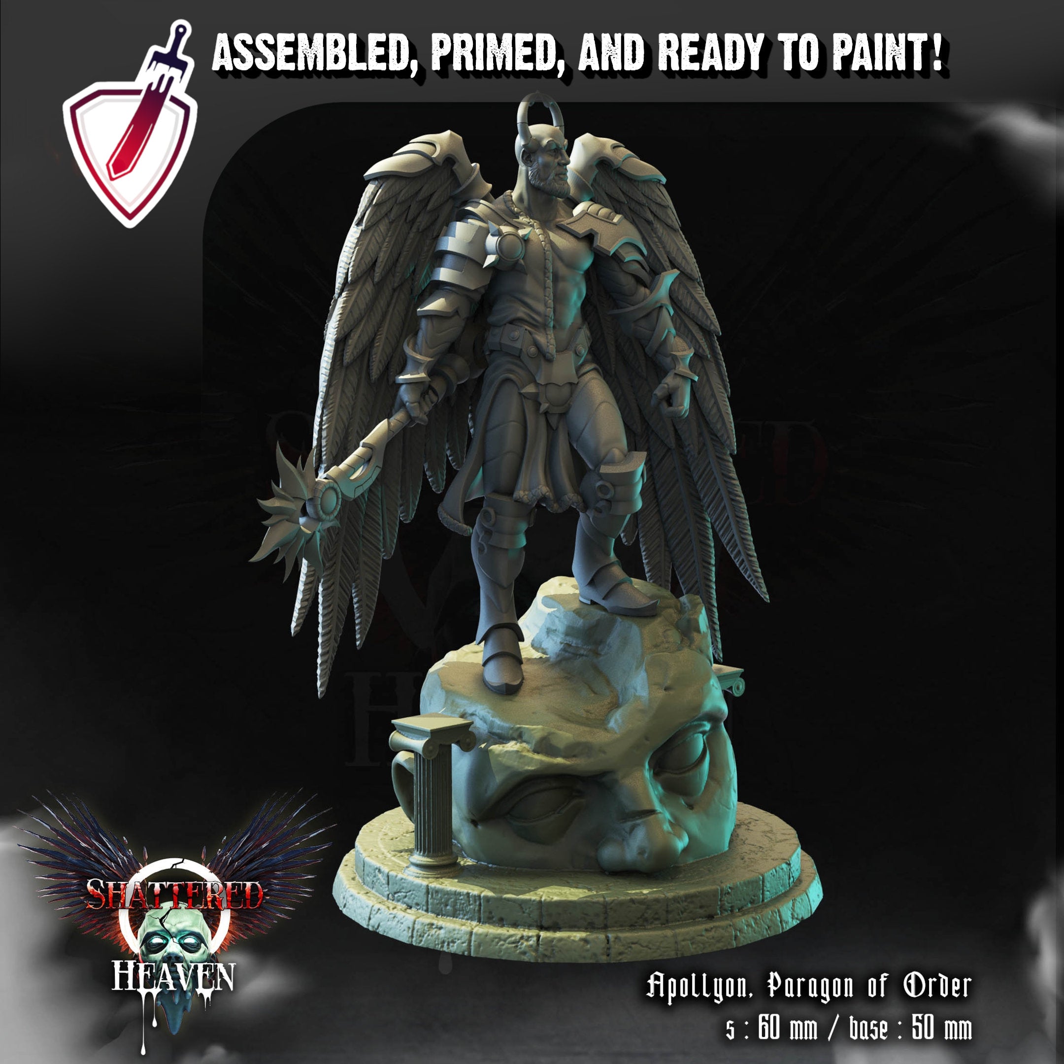 Apollyon | Miniature by Crippled God Foundry | Resin Mini For Tabletop Gaming, D&D, Pathfinder, and Painting | Assembled and Primed - Brush and Battle