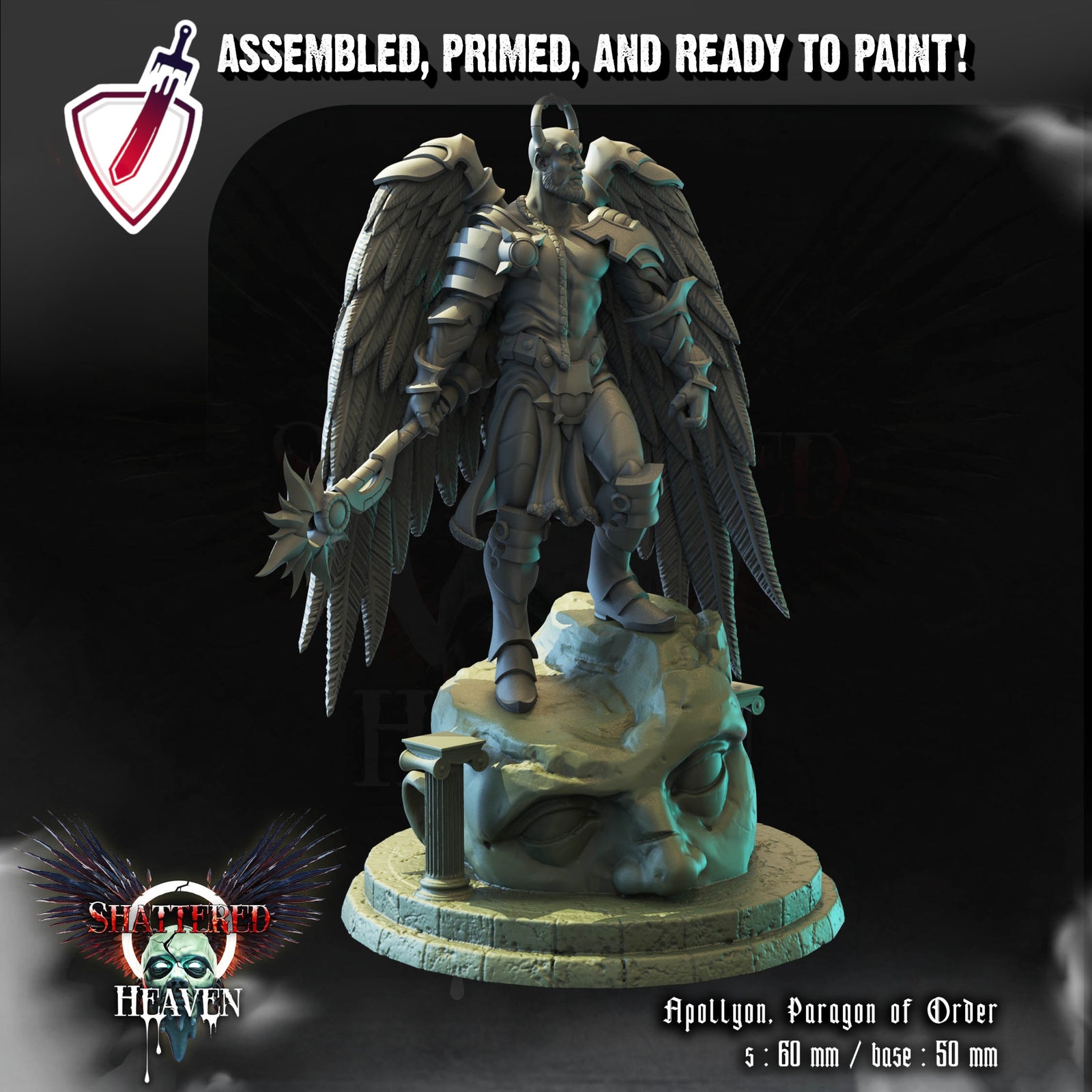 Apollyon | Miniature by Crippled God Foundry | Resin Mini For Tabletop Gaming, D&D, Pathfinder, and Painting | Assembled and Primed - Brush and Battle