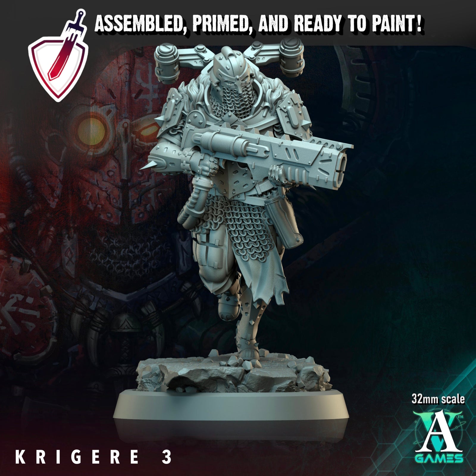 Krigere (1-5) | Miniatures by Archvillain Games | Resin Mini for Tabletop Gaming, D&D, Wargaming, Painting | Assembled and Primed - Brush and Battle