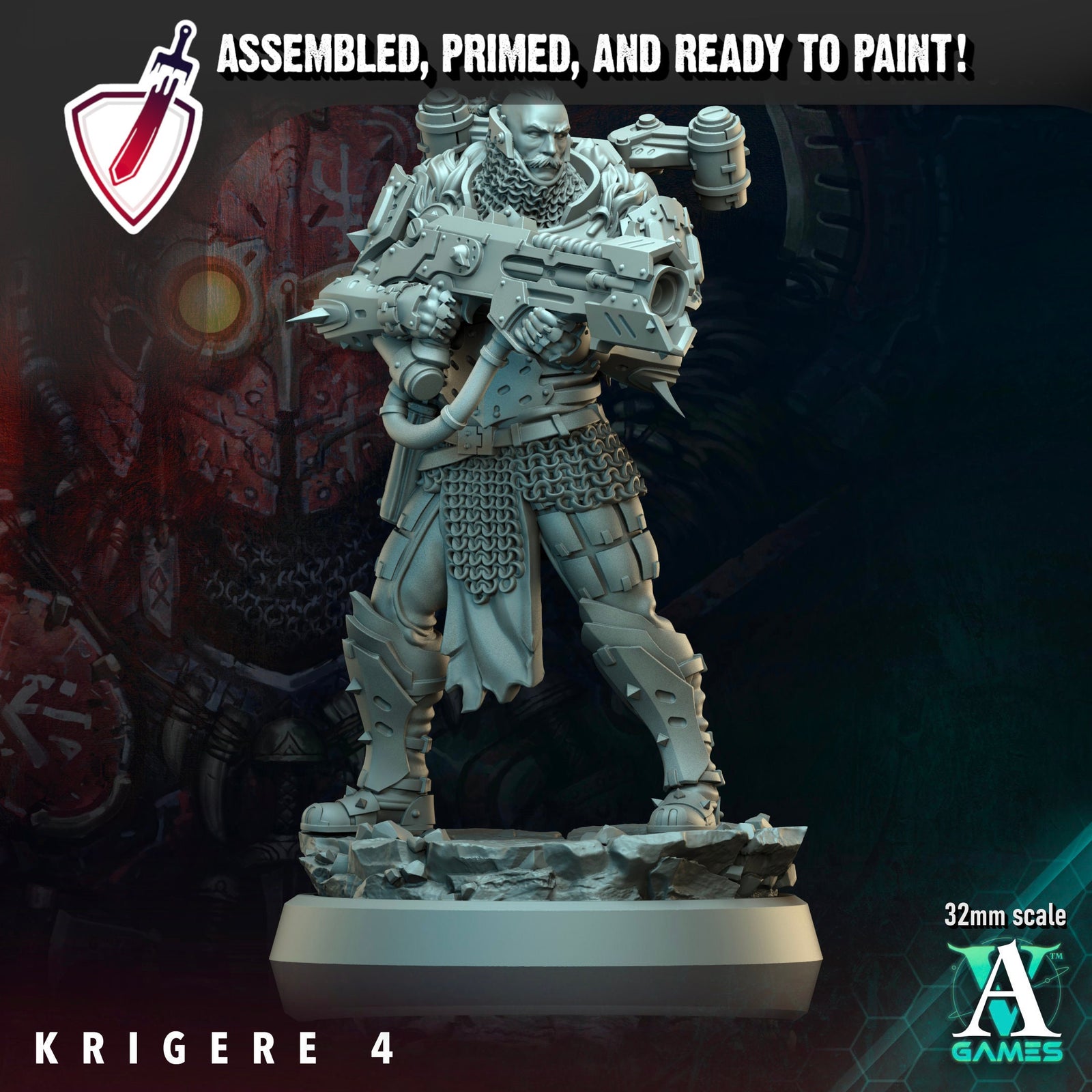 Krigere (1-5) | Miniatures by Archvillain Games | Resin Mini for Tabletop Gaming, D&D, Wargaming, Painting | Assembled and Primed - Brush and Battle