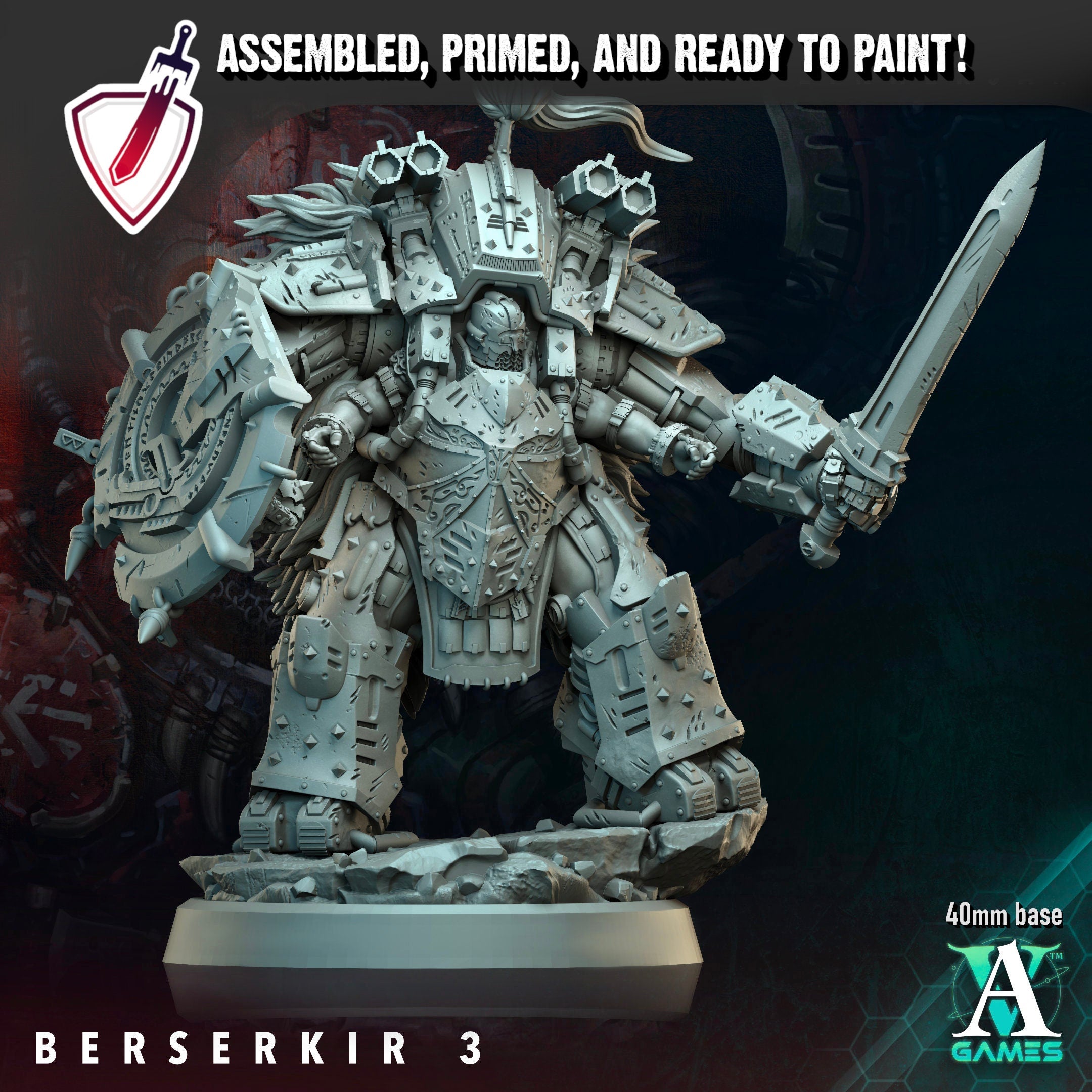 Berserkir | Miniatures by Archvillain Games | Resin Mini for Tabletop Gaming, D&D, Wargaming, Painting | Assembled and Primed - Brush and Battle