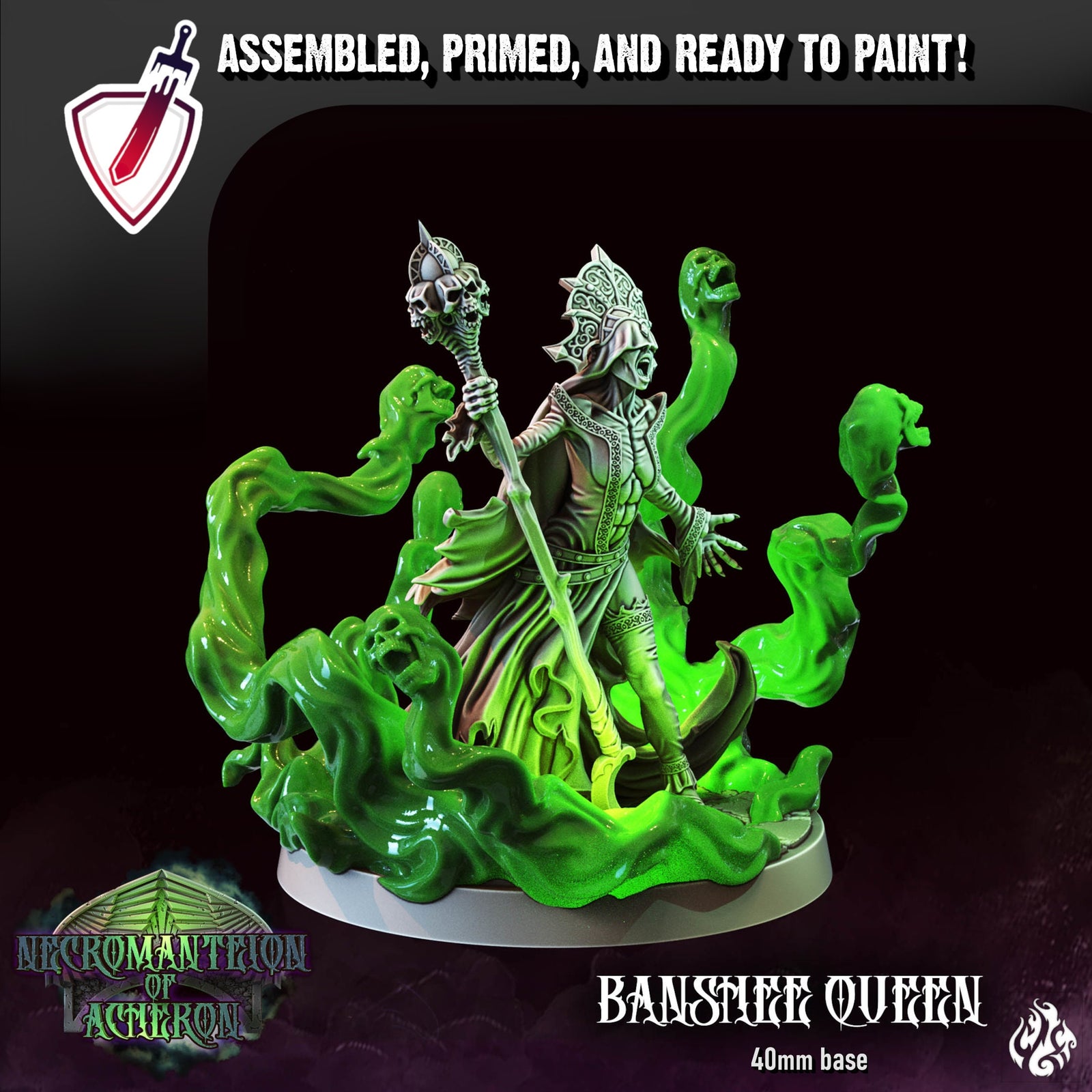 Banshee Queen | Miniature by Crippled God Foundry | Resin Mini For Tabletop Gaming, D&D, Pathfinder, and Painting | Assembled and Primed - Brush and Battle