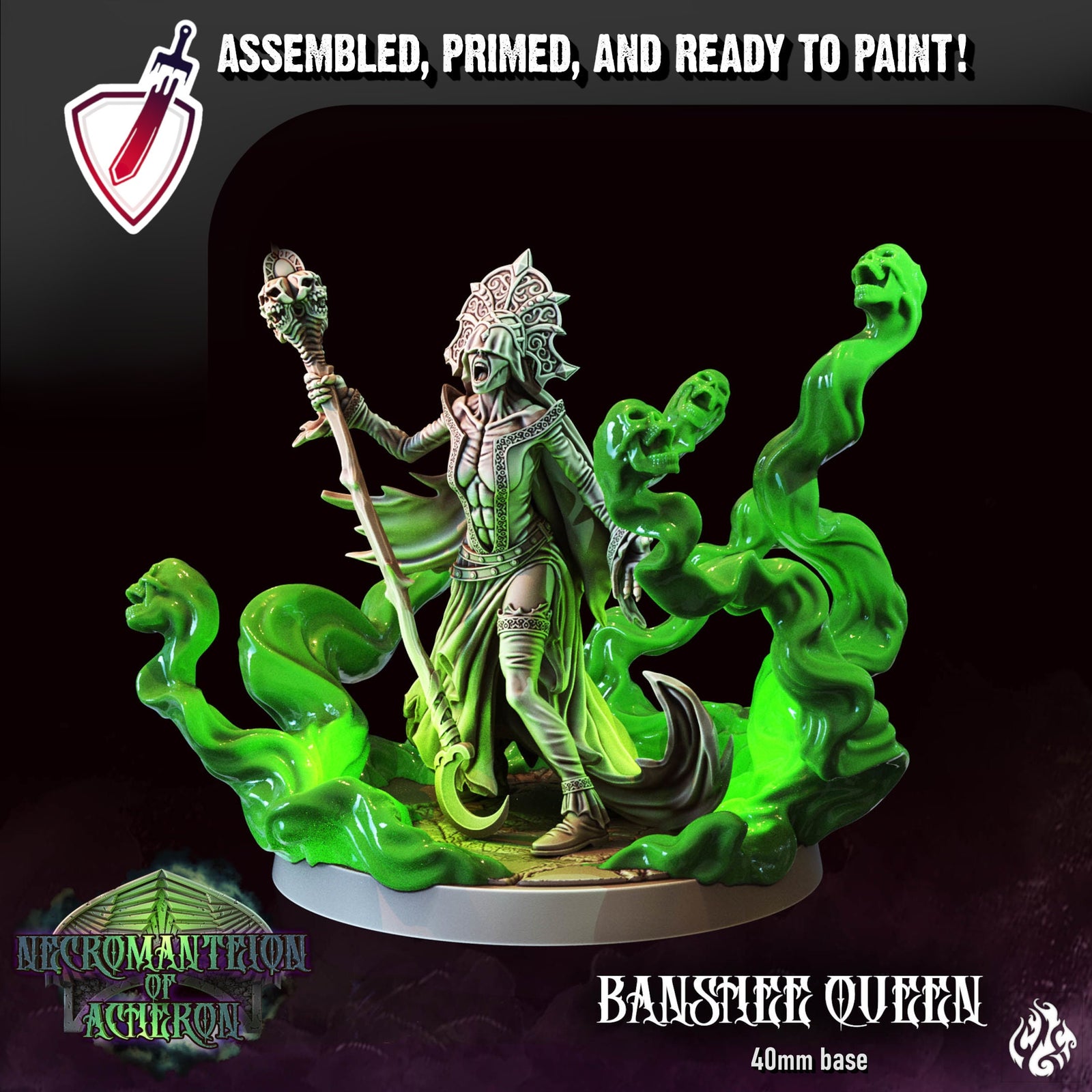 Banshee Queen | Miniature by Crippled God Foundry | Resin Mini For Tabletop Gaming, D&D, Pathfinder, and Painting | Assembled and Primed - Brush and Battle