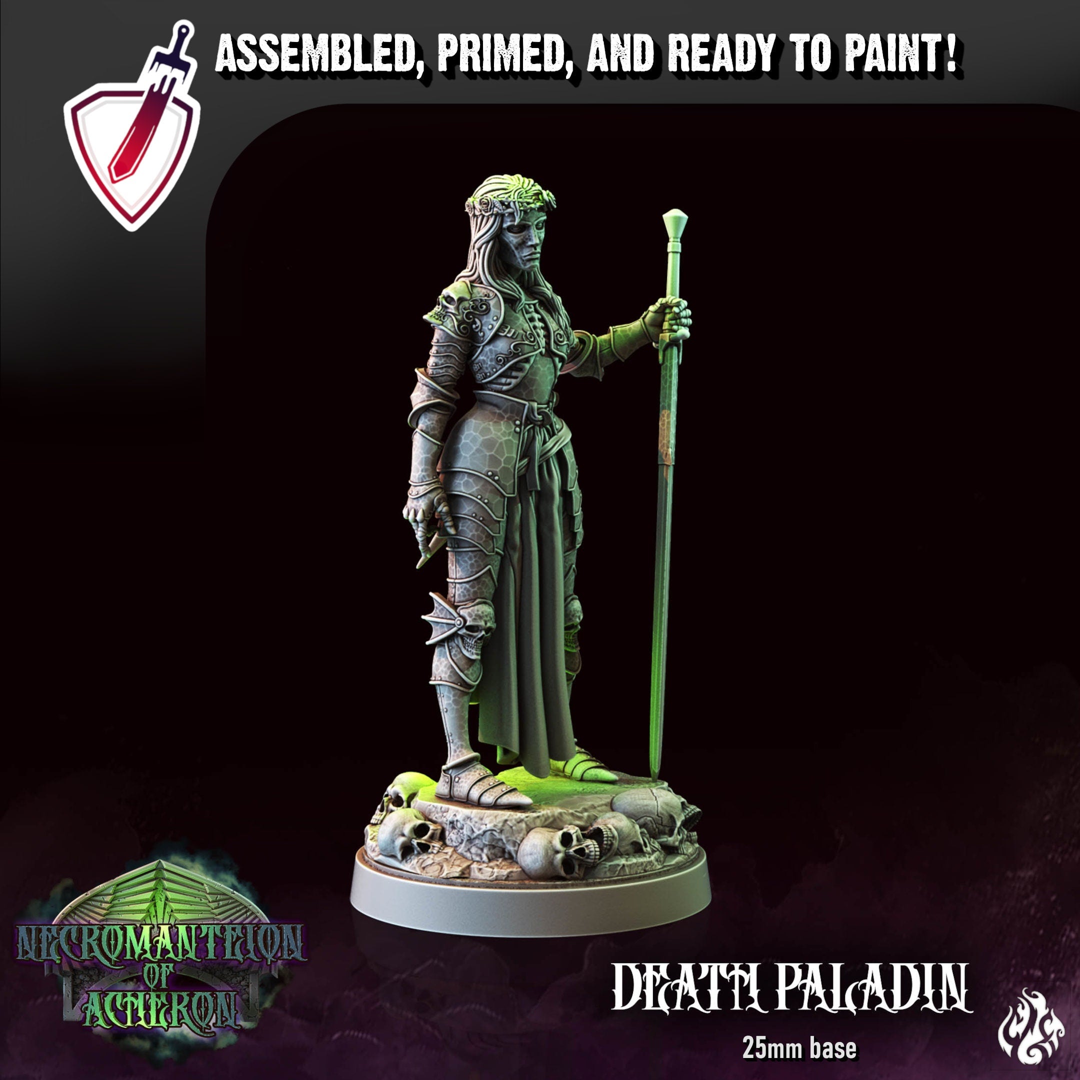 Death Paladin | Miniature by Crippled God Foundry | Resin Mini For Tabletop Gaming, D&D, Pathfinder, and Painting | Assembled and Primed - Brush and Battle