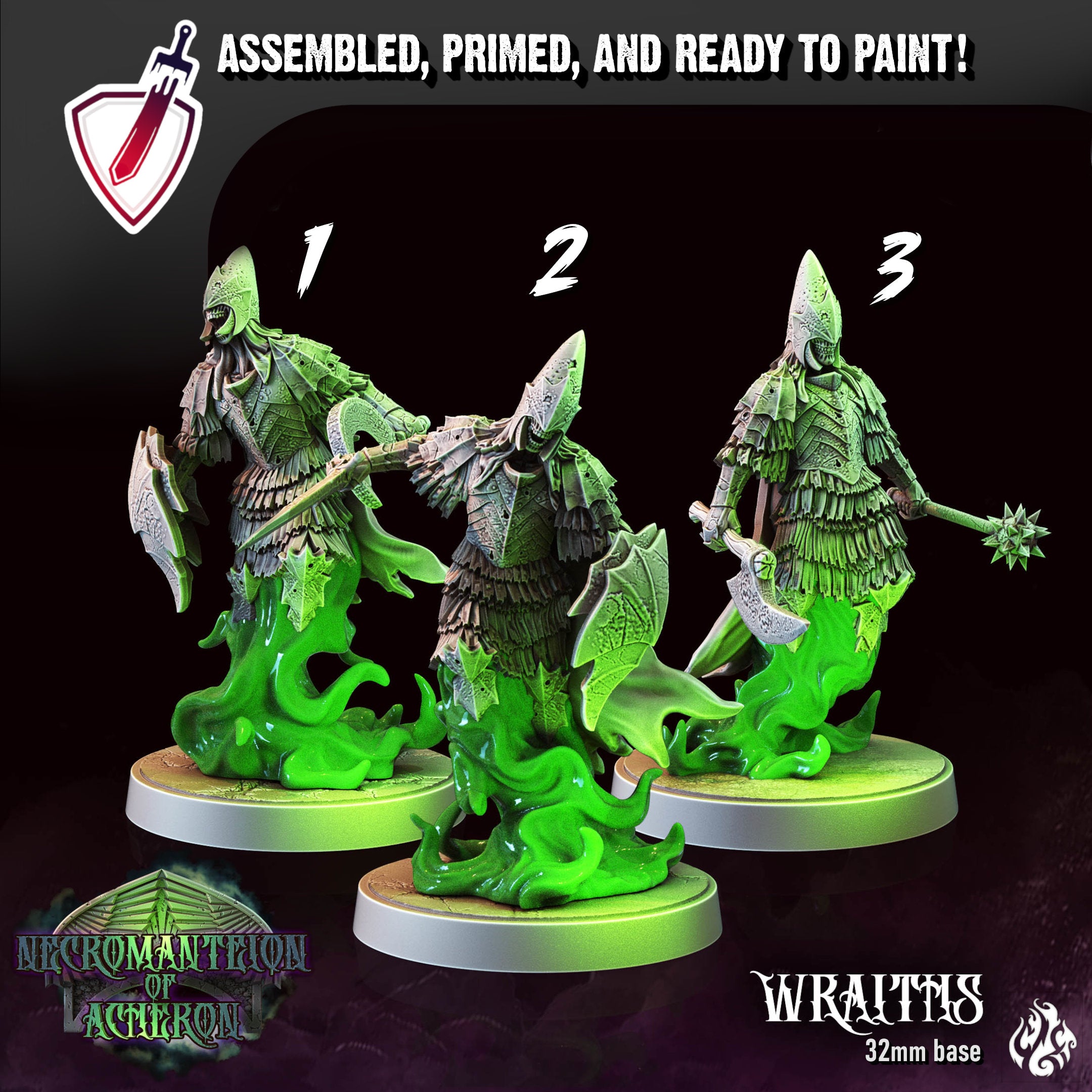 Wraiths | Miniatures by Crippled God Foundry | Resin Mini For Tabletop Gaming, D&D, Pathfinder, and Painting | Assembled and Primed - Brush and Battle