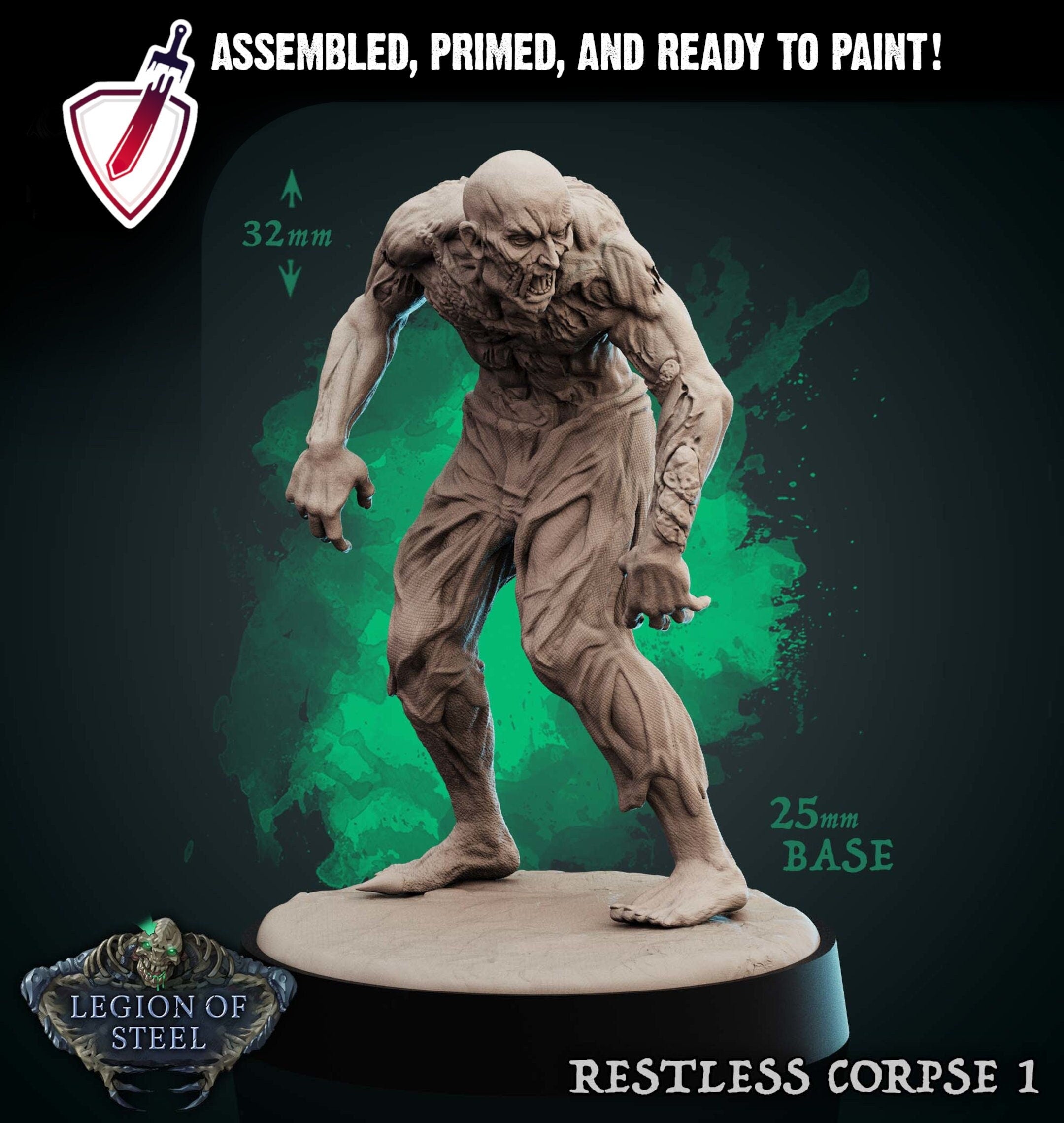 Restless Corpses | Miniatures by Mammoth Factory | Resin Mini For Tabletop Gaming, D&D, Pathfinder, and Painting | Assembled and Primed - Brush and Battle