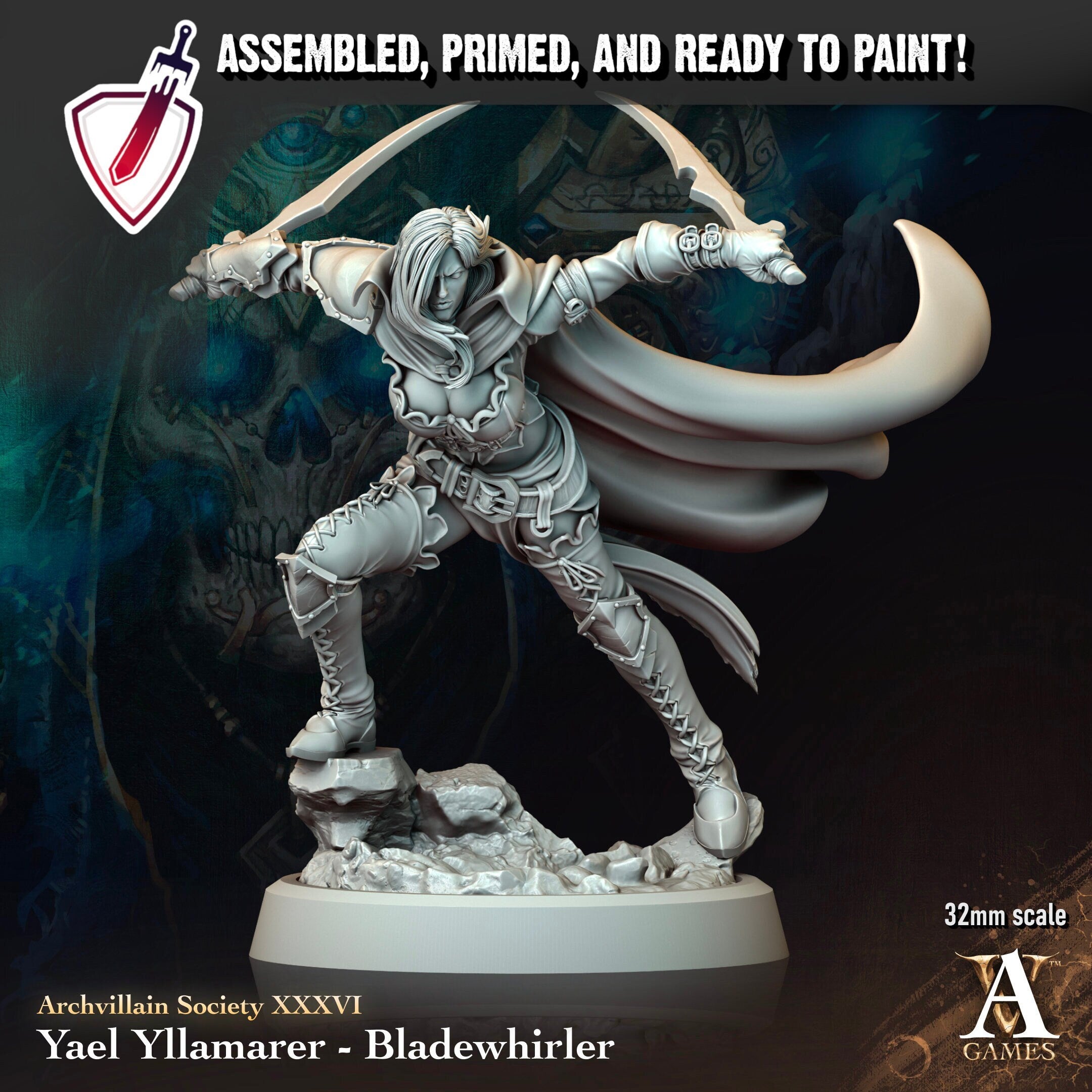 Yael Yllamarer | Miniature By Archvillain Games | For Tabletop Gaming, D&D, Pathfinder, And Painting | Assembled And Primed - Brush and Battle