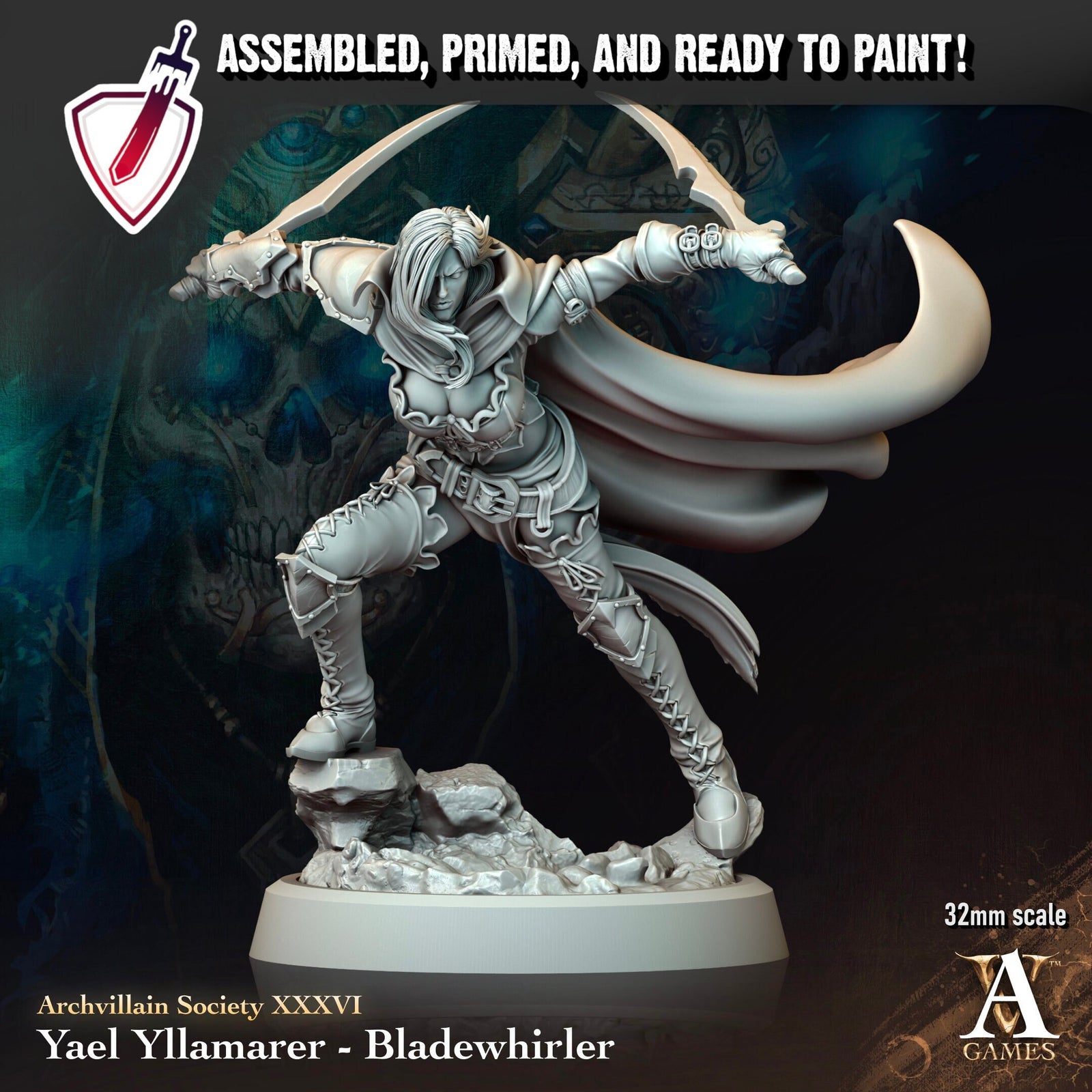 Yael Yllamarer | Miniature By Archvillain Games | For Tabletop Gaming, D&D, Pathfinder, And Painting | Assembled And Primed - Brush and Battle