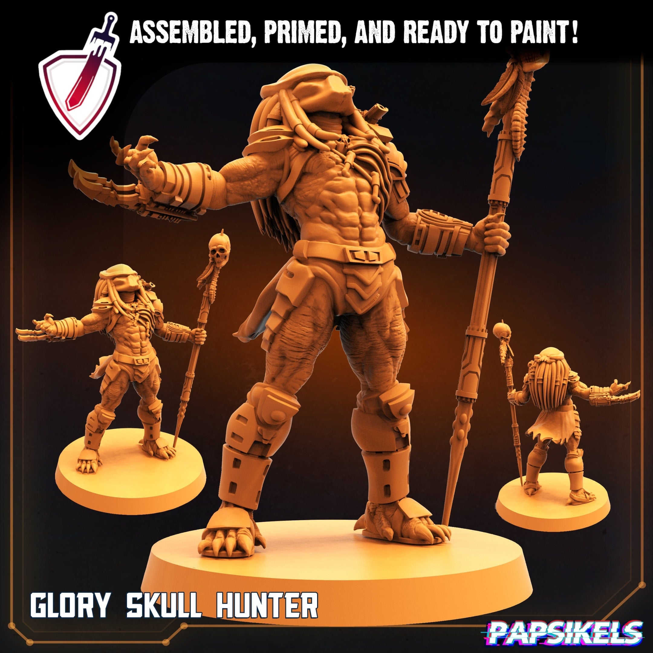 Glory Skull Hunter | Miniature by Papsikels | Resin Mini For Tabletop Gaming, D&D, Pathfinder, and Painting | Assembled and Primed - Brush and Battle