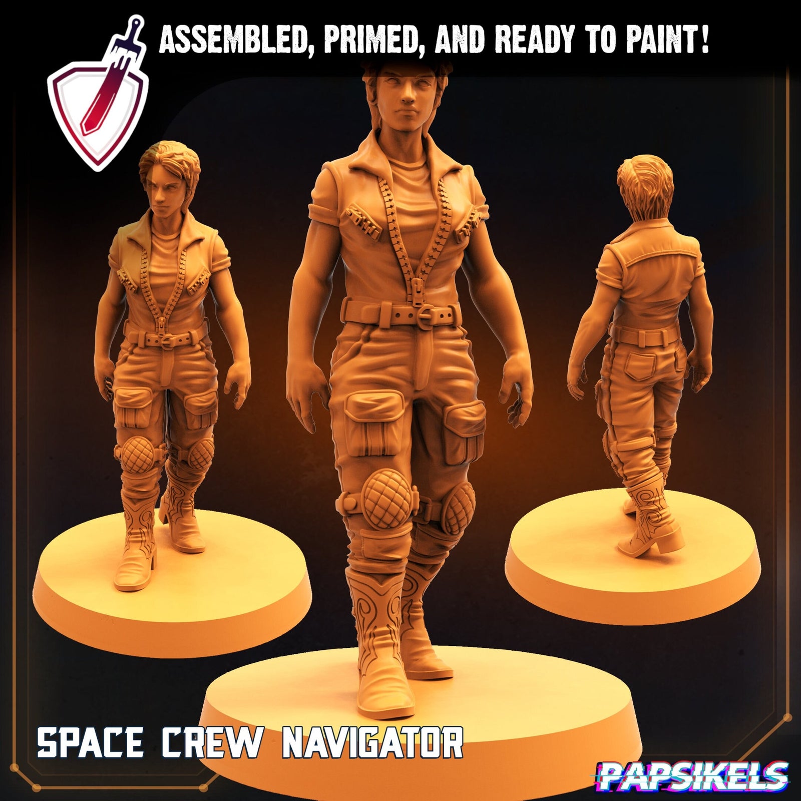 Space Crew Navigator | Miniature by Papsikels | Resin Mini For Tabletop RPGs, Wargaming, and Painting | Assembled and Primed - Brush and Battle