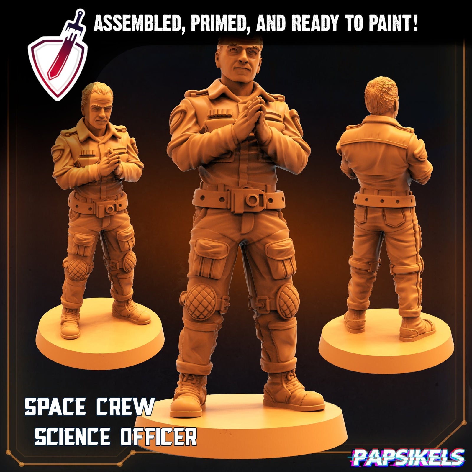 Space Crew Science Officer | Miniature by Papsikels | Resin Mini For Tabletop RPGs, Wargaming, and Painting | Assembled and Primed - Brush and Battle
