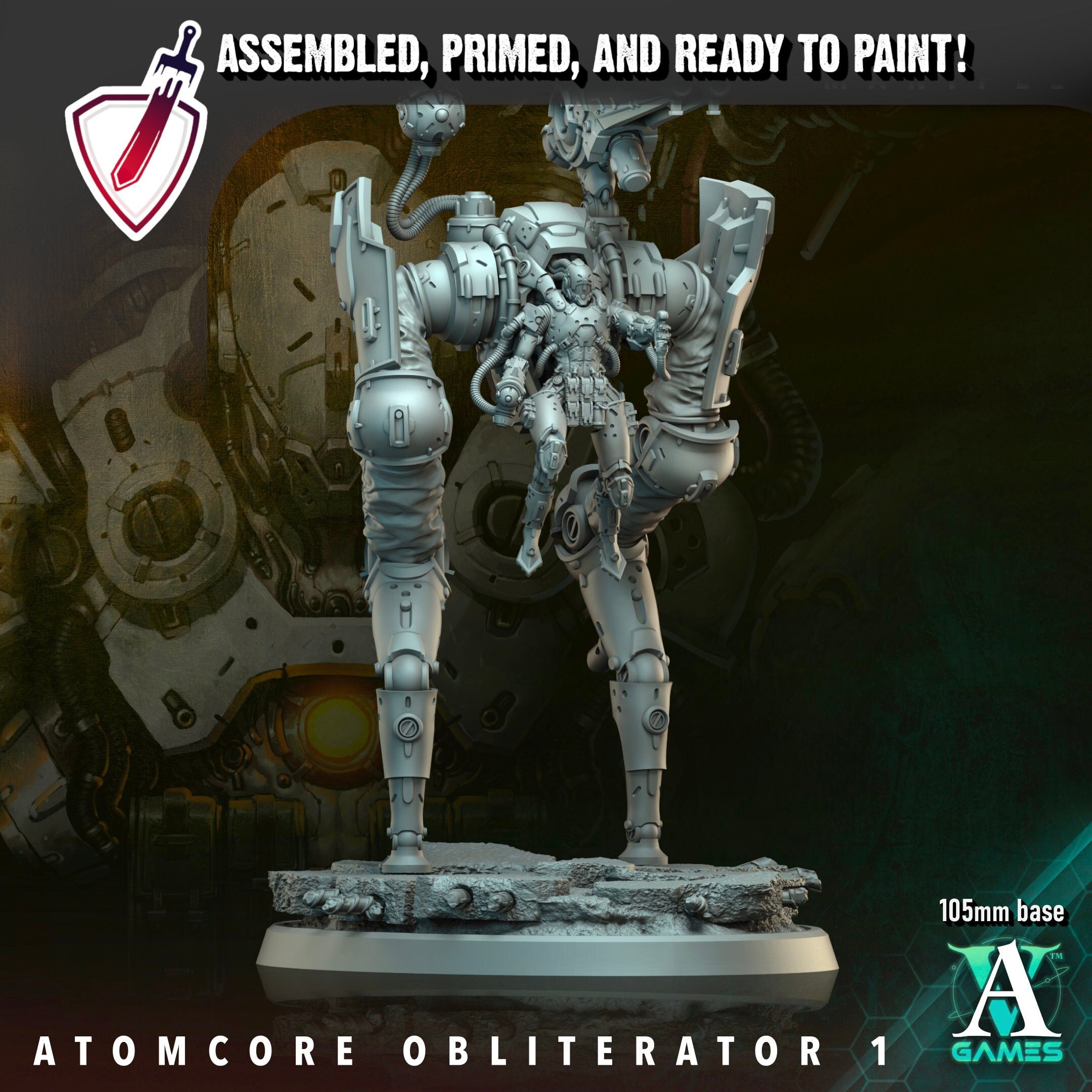 Atomcore Obliterator | Miniatures By Archvillain Games | For Tabletop Gaming, D&D, Wargaming, And Painting | Assembled And Primed - Brush and Battle