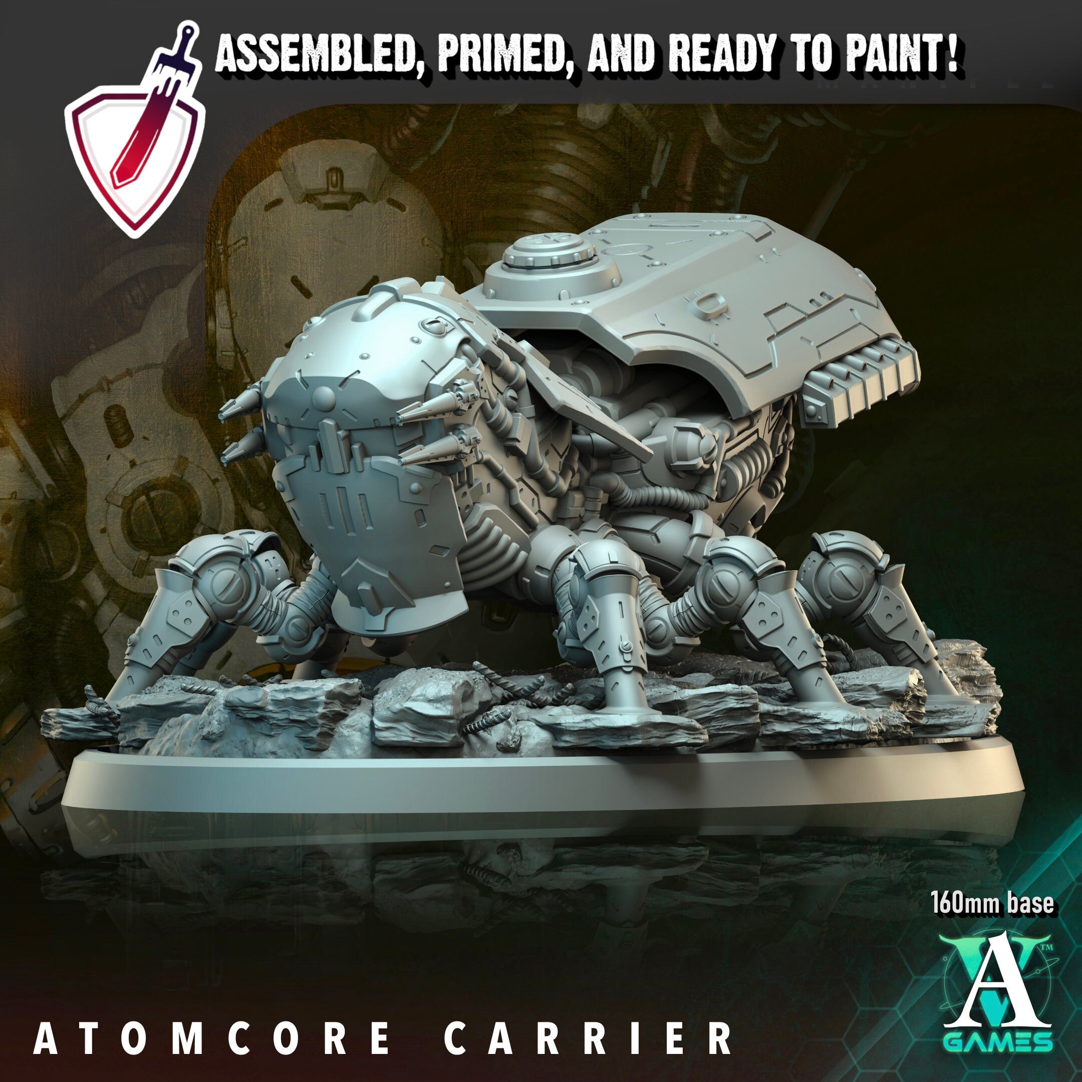Atomcore Carrier | Miniatures By Archvillain Games | For Tabletop Gaming, D&D, Wargaming, And Painting | Assembled And Primed - Brush and Battle