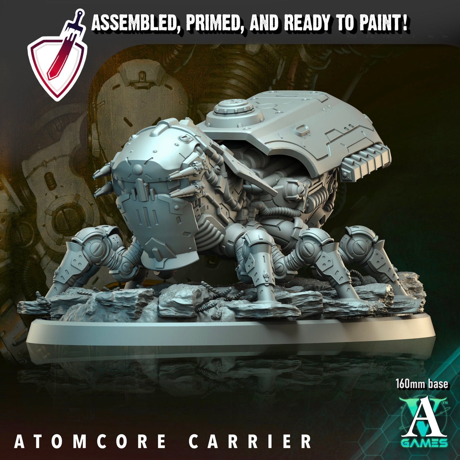 Atomcore Carrier | Miniatures By Archvillain Games | For Tabletop Gaming, D&D, Wargaming, And Painting | Assembled And Primed - Brush and Battle