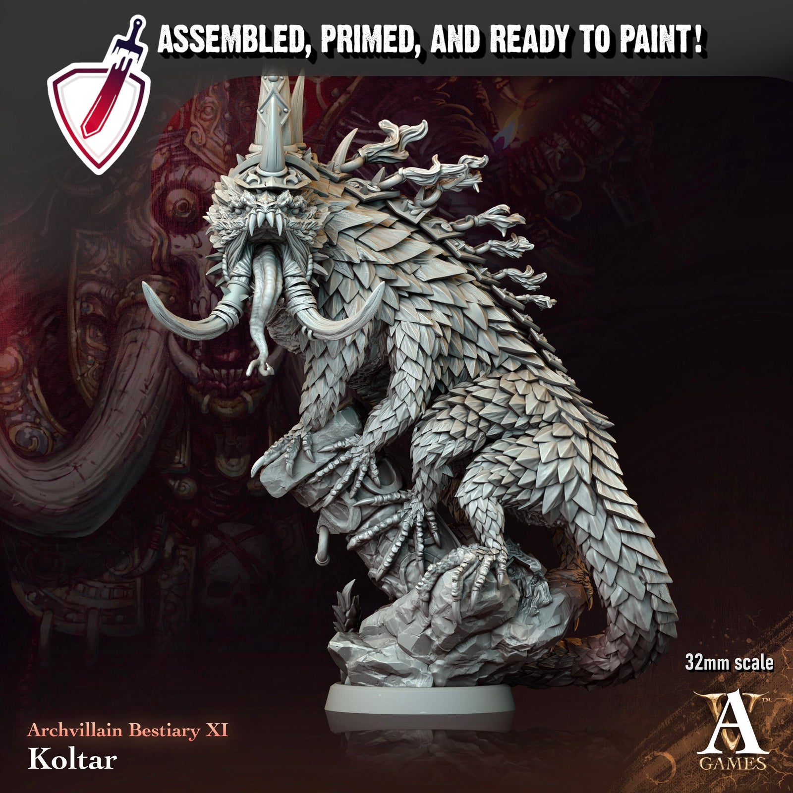 Koltar | Miniature By Archvillain Games | For Tabletop Gaming, D&D, Pathfinder, And Painting | Assembled And Primed - Brush and Battle