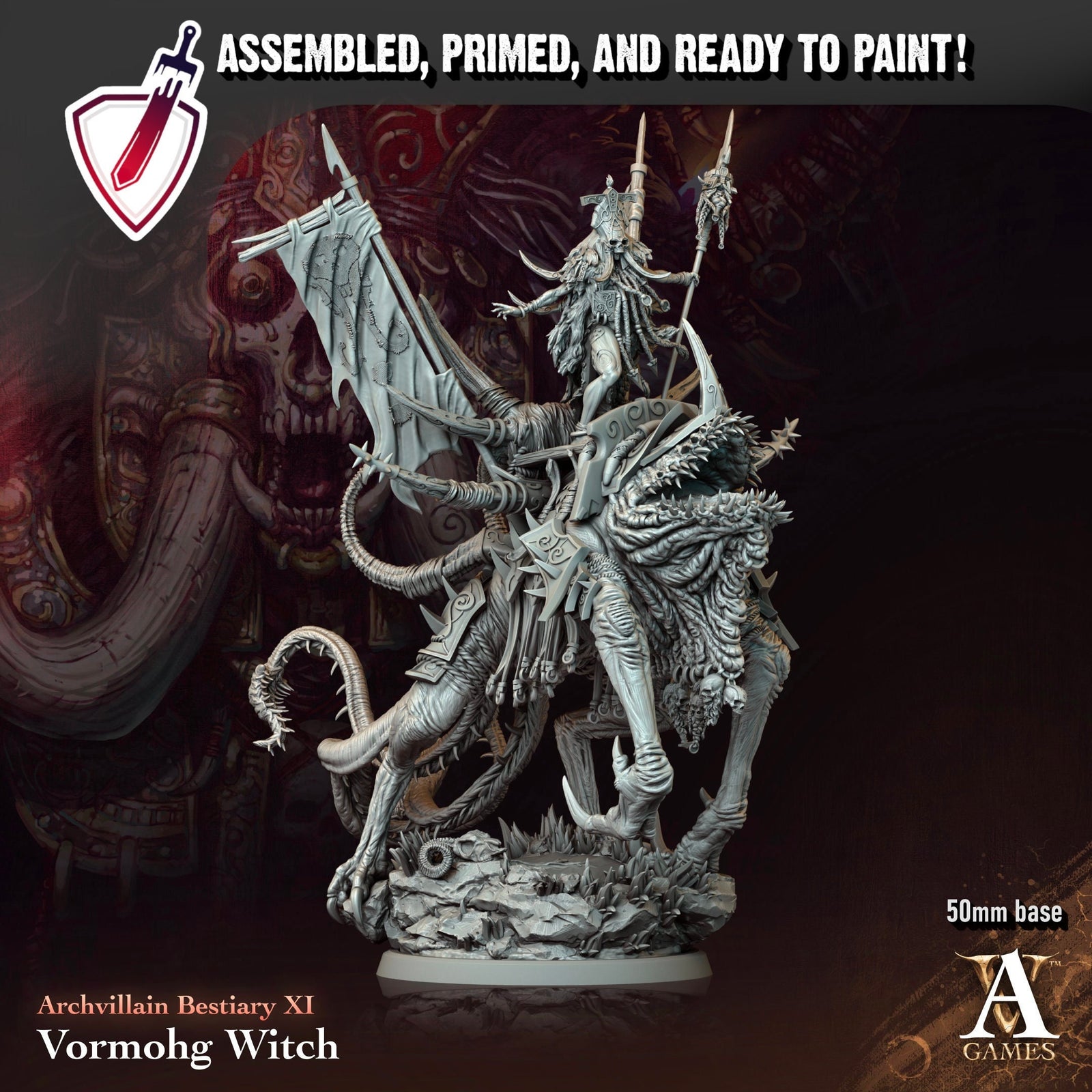 Vormohg Witch | Miniature By Archvillain Games | For Tabletop Gaming, D&D, Pathfinder, And Painting | Assembled And Primed - Brush and Battle
