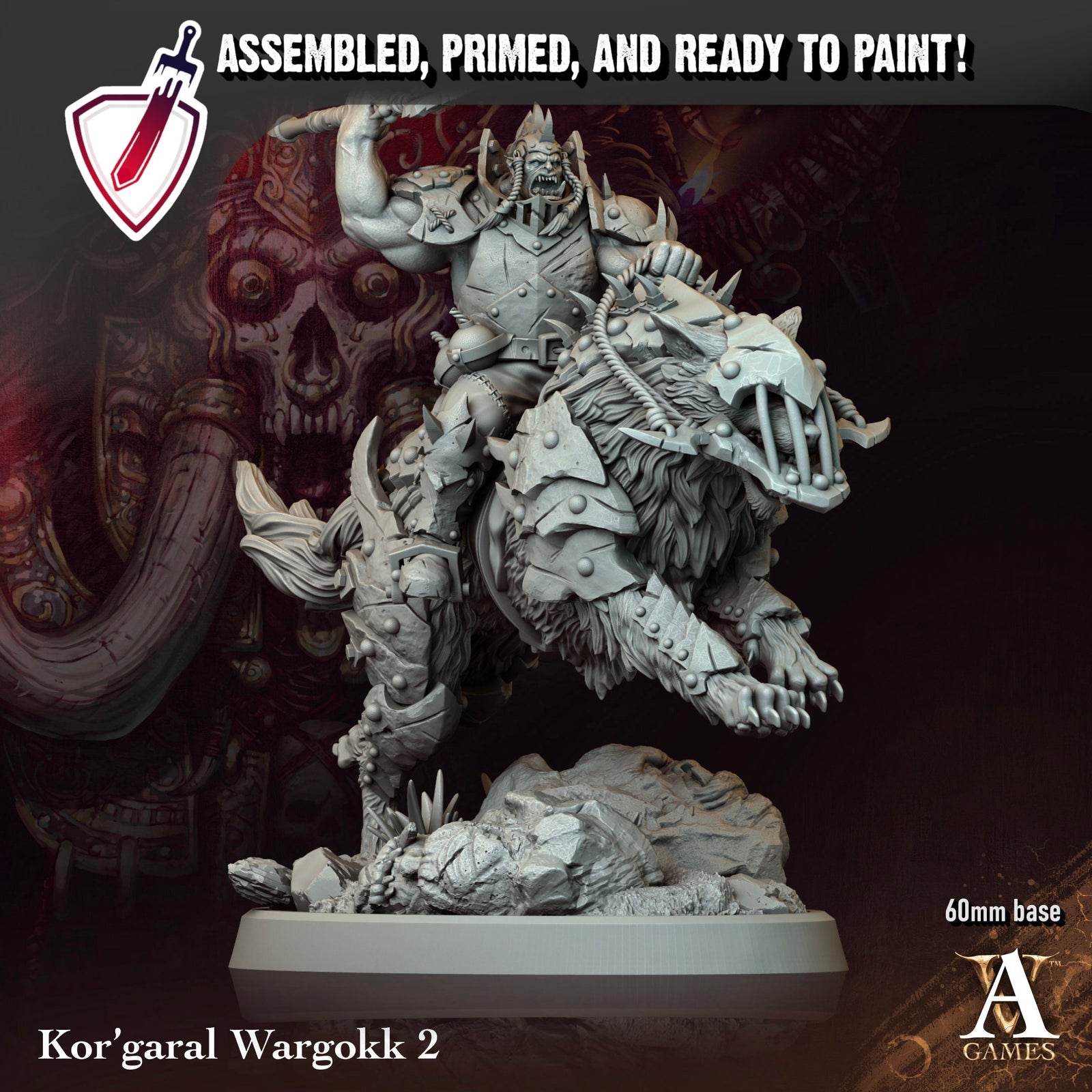 Kor'Garal Wargokk | Miniatures By Archvillain Games | For Tabletop Gaming, D&D, Pathfinder, Painting | Assembled And Primed - Brush and Battle