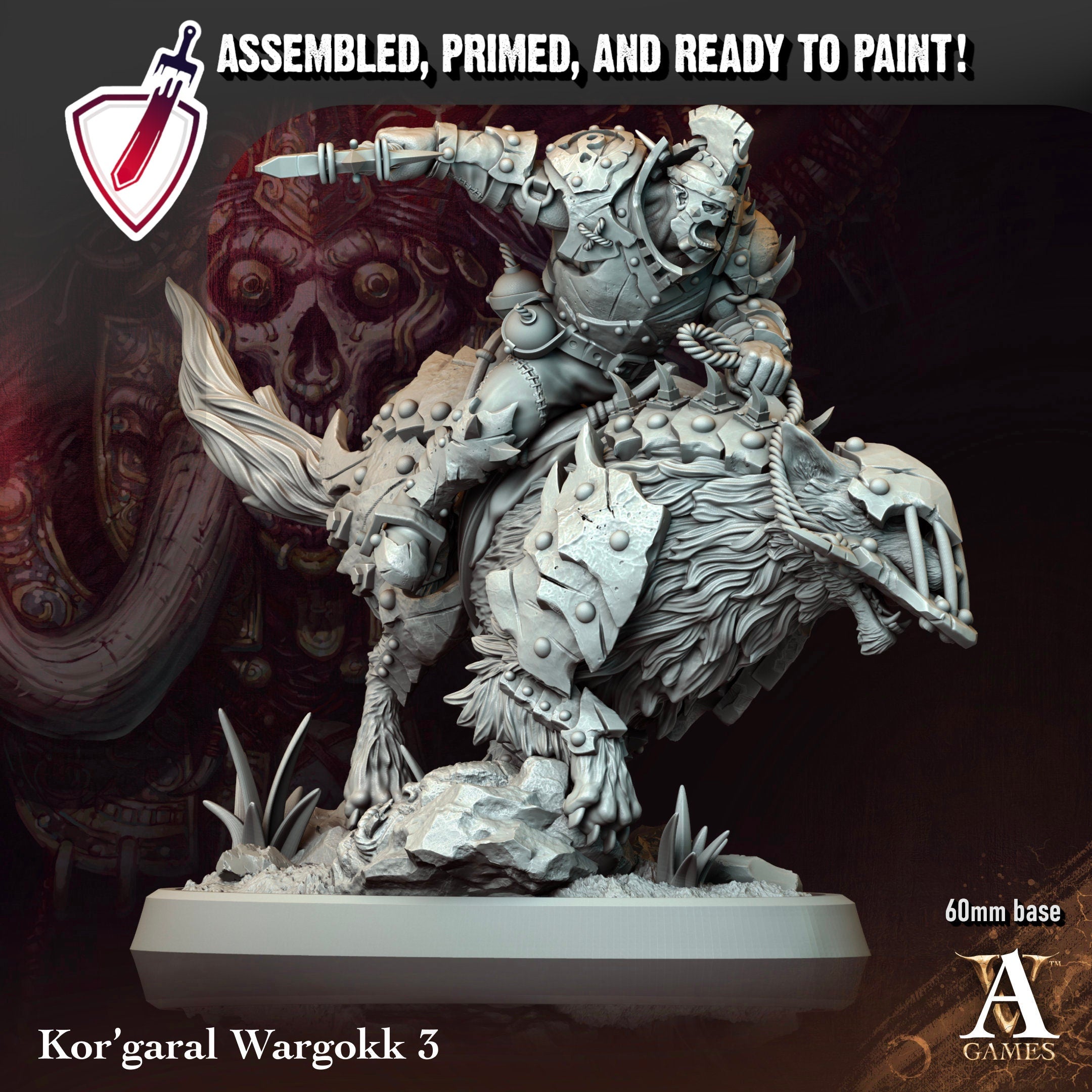 Kor'Garal Wargokk | Miniatures By Archvillain Games | For Tabletop Gaming, D&D, Pathfinder, Painting | Assembled And Primed - Brush and Battle