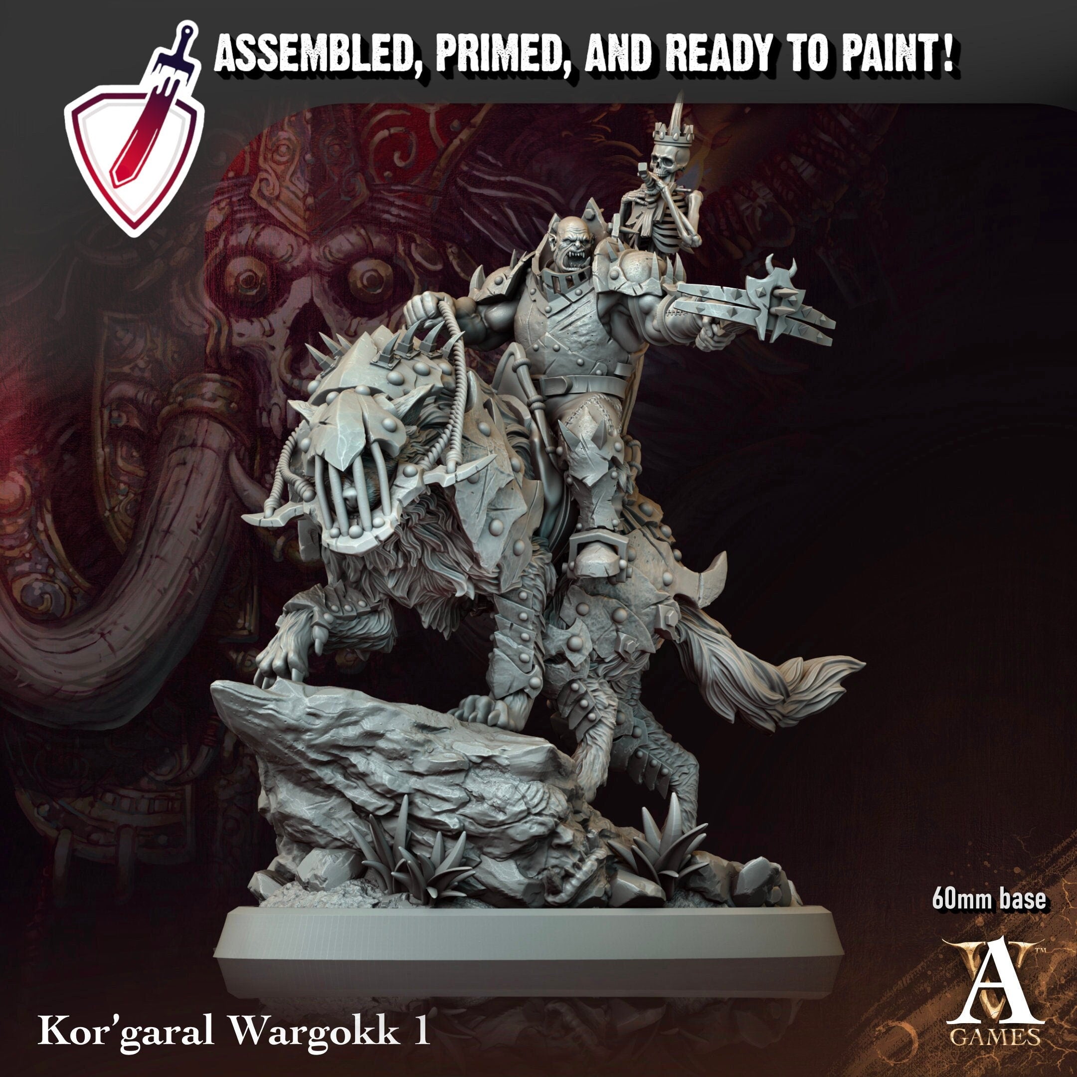 Kor'Garal Wargokk | Miniatures By Archvillain Games | For Tabletop Gaming, D&D, Pathfinder, Painting | Assembled And Primed - Brush and Battle