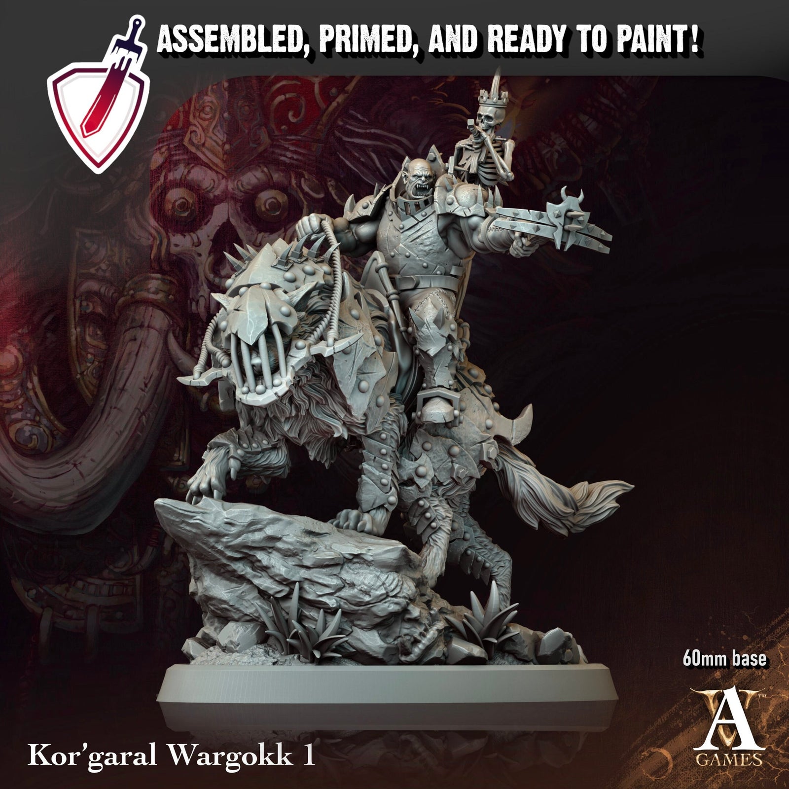 Kor'Garal Wargokk | Miniatures By Archvillain Games | For Tabletop Gaming, D&D, Pathfinder, Painting | Assembled And Primed - Brush and Battle