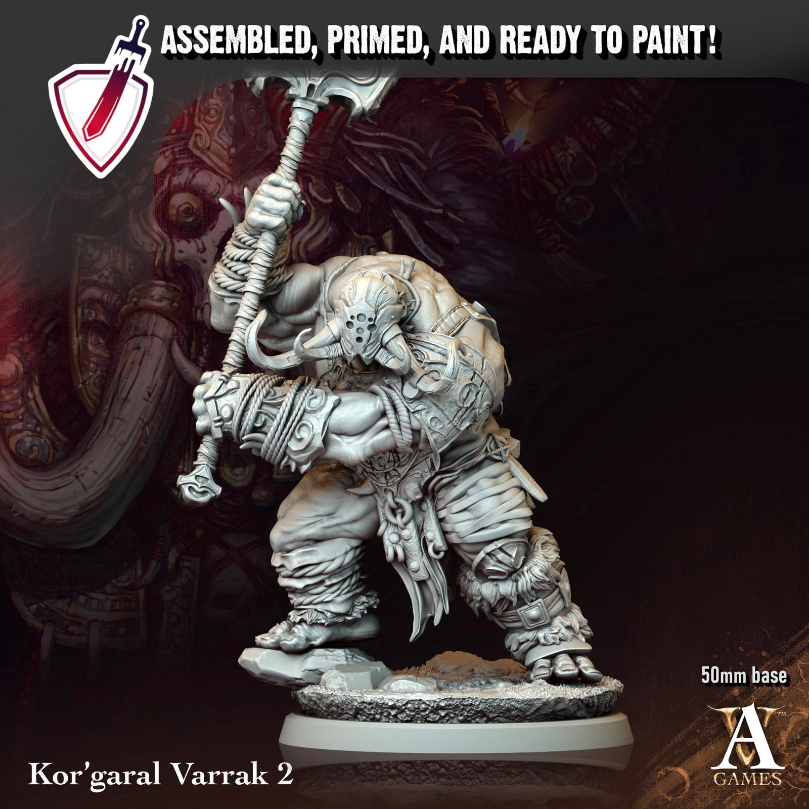 Kor'Garal Varrak | Miniatures By Archvillain Games | For Tabletop Gaming, D&D, Pathfinder, Painting | Assembled And Primed - Brush and Battle