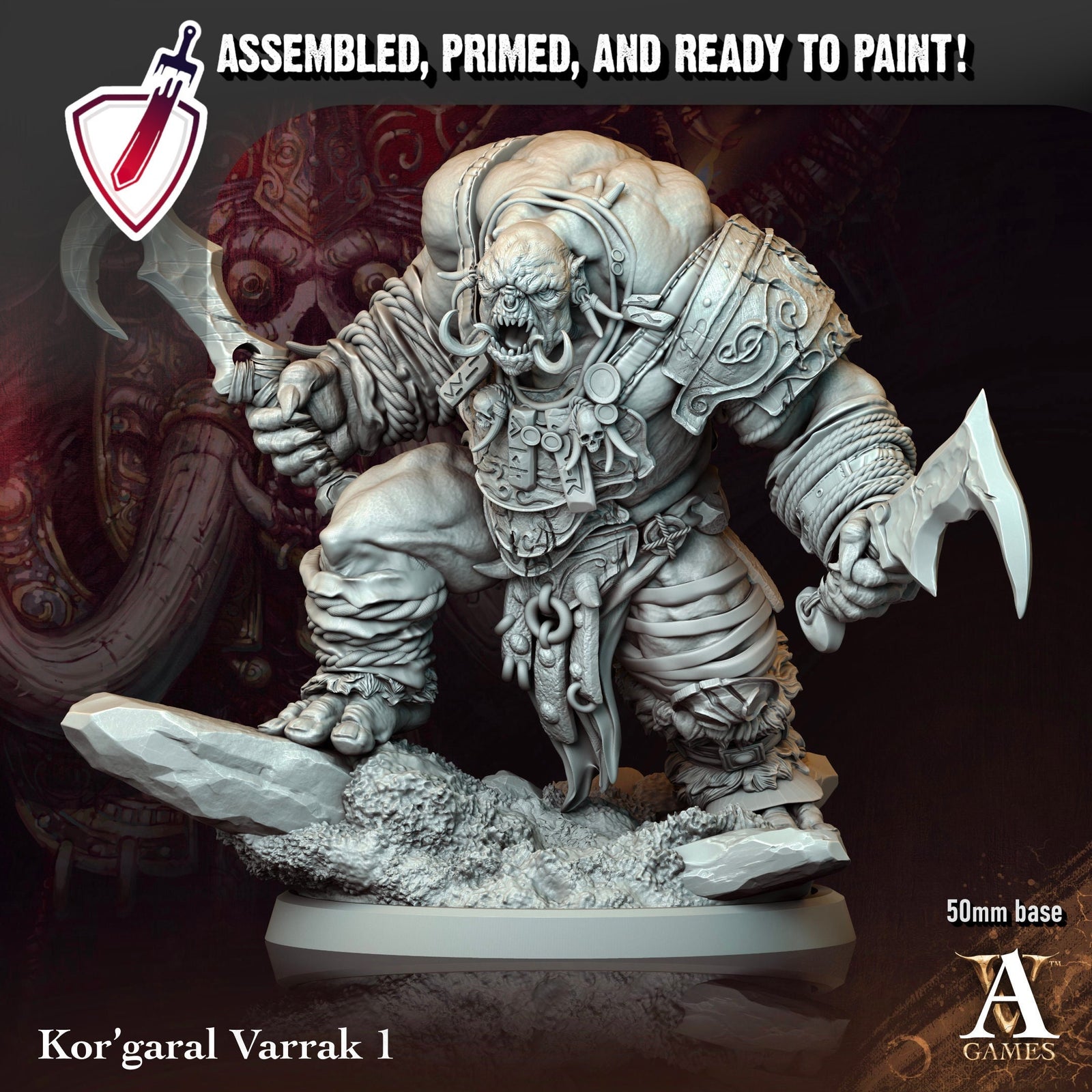 Kor'Garal Varrak | Miniatures By Archvillain Games | For Tabletop Gaming, D&D, Pathfinder, Painting | Assembled And Primed - Brush and Battle