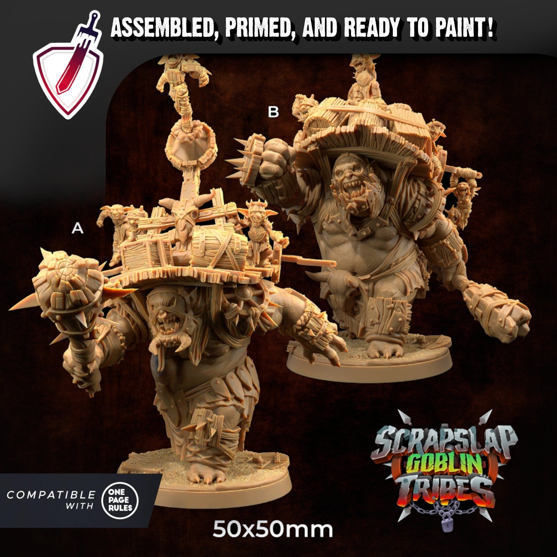 Catapult Ogres | Miniatures By Dragon Trappers Lodge | For Tabletop Gaming, D&D, Pathfinder, Painting | Assembled And Primed - Brush and Battle