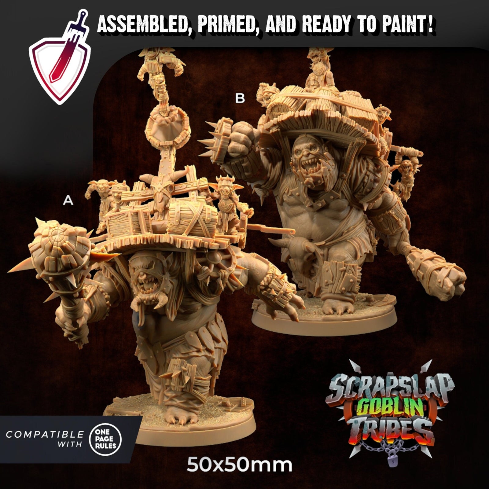 Catapult Ogres | Miniatures By Dragon Trappers Lodge | For Tabletop Gaming, D&D, Pathfinder, Painting | Assembled And Primed - Brush and Battle