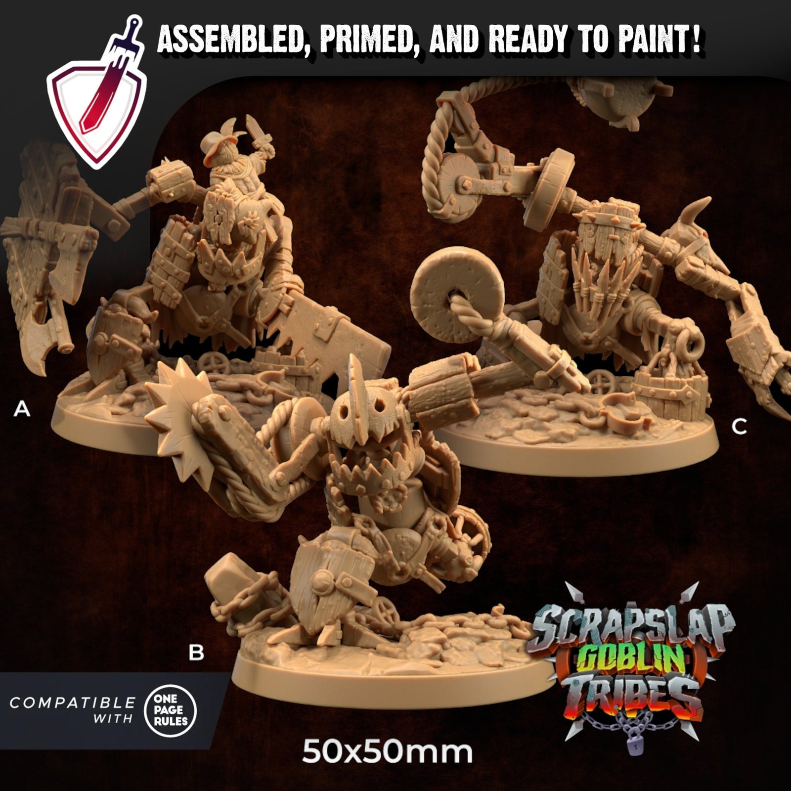 Scrap Golems | Miniatures By Dragon Trappers Lodge | For Tabletop Gaming, D&D, Pathfinder, Painting | Assembled And Primed - Brush and Battle