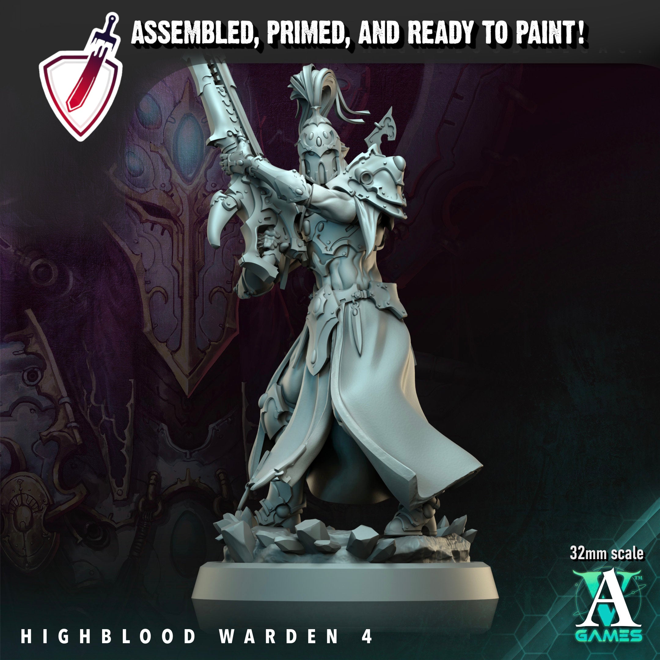 Highblood Warden | Miniatures By Archvillain Games | For Tabletop Gaming, D&D, Wargaming, And Painting | Assembled And Primed - Brush and Battle