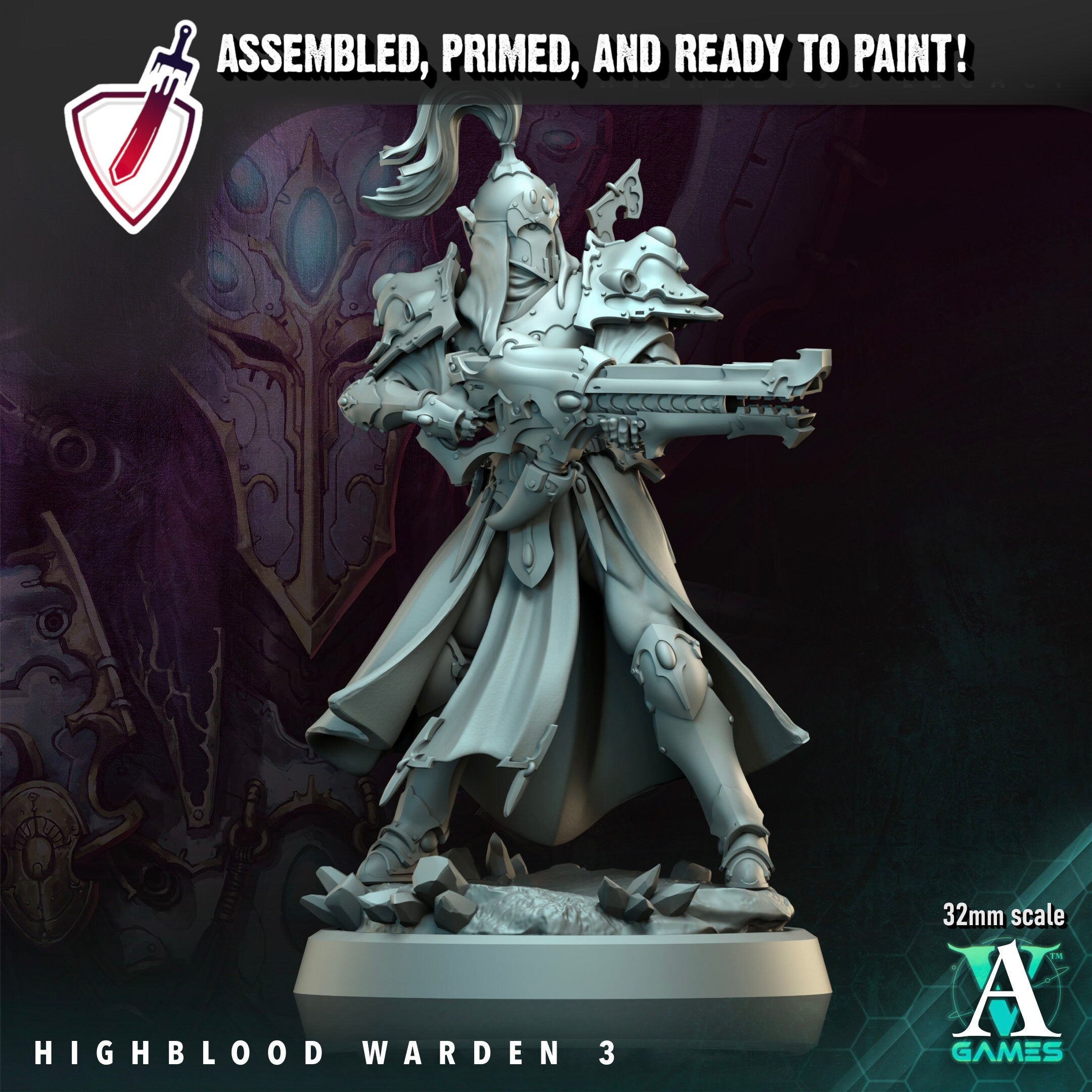 Highblood Warden | Miniatures By Archvillain Games | For Tabletop Gaming, D&D, Wargaming, And Painting | Assembled And Primed - Brush and Battle